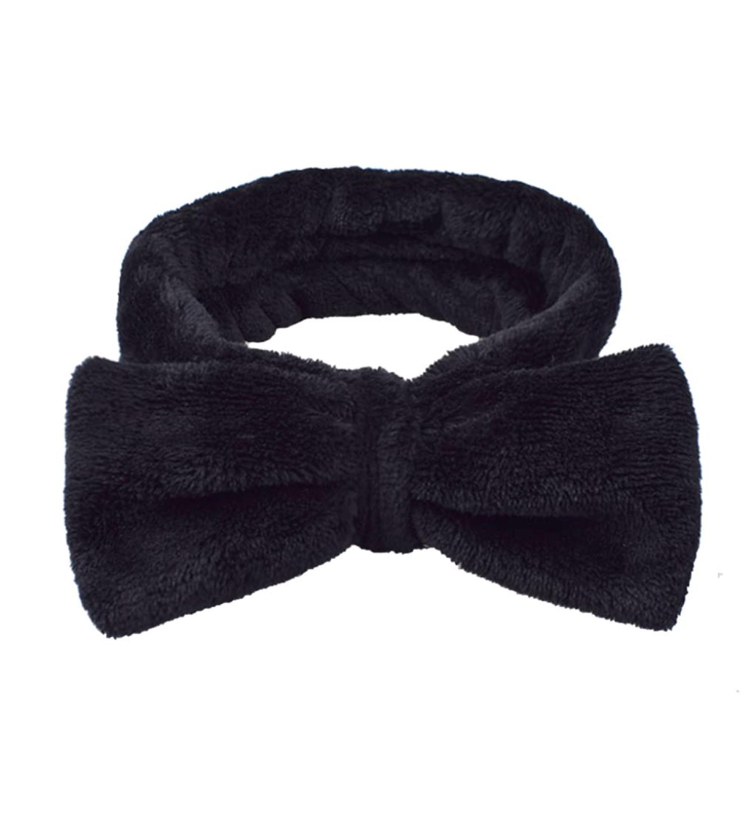 Makeup Headbands Spa Bow Washing Face Hair Band Towel Wrap Coral Fleece Elastic for Shower Sports Black Spa Headband - Buy Online on GoSupps.com