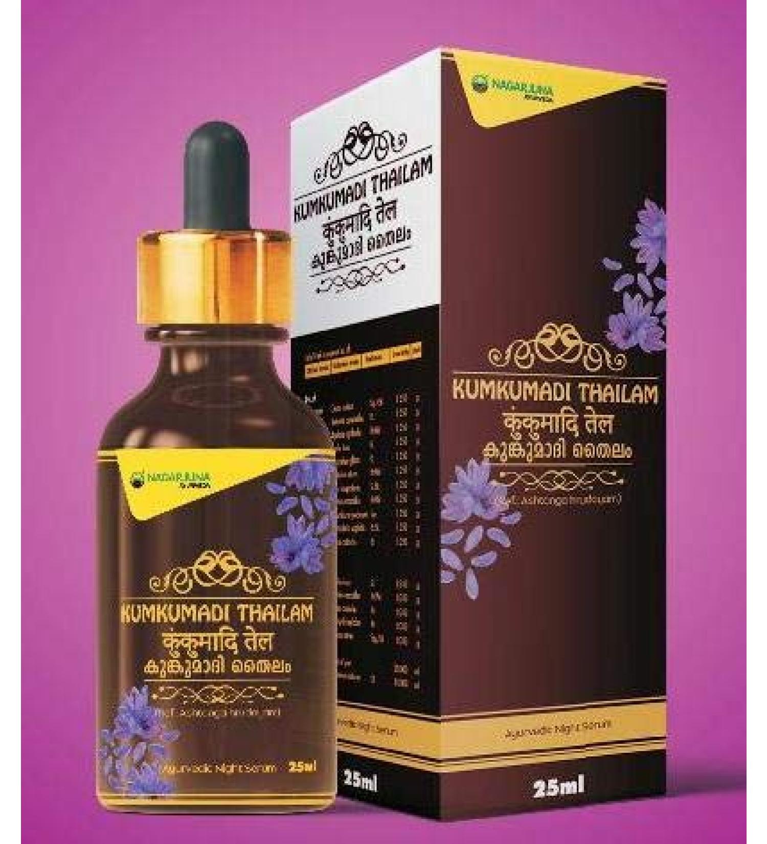 Nagarjuna Kumkumadi Thailam 25ml - Premium Ayurvedic Skincare Oil for Glowing Skin | International Shipping Available - Buy Online on GoSupps.com