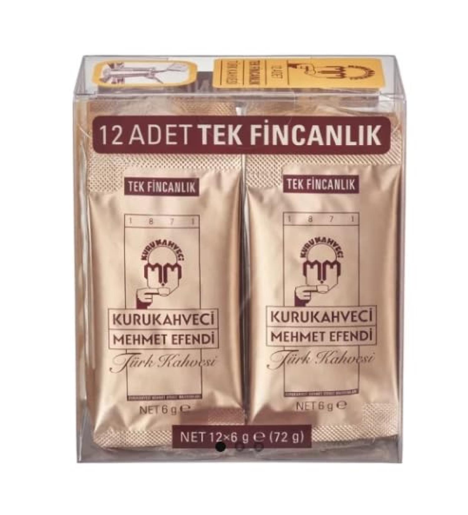 KuruKahveci Mehmet Efendi Turkish Coffee Sachets 12 cups 72g x 12 - Buy Online on GoSupps.com