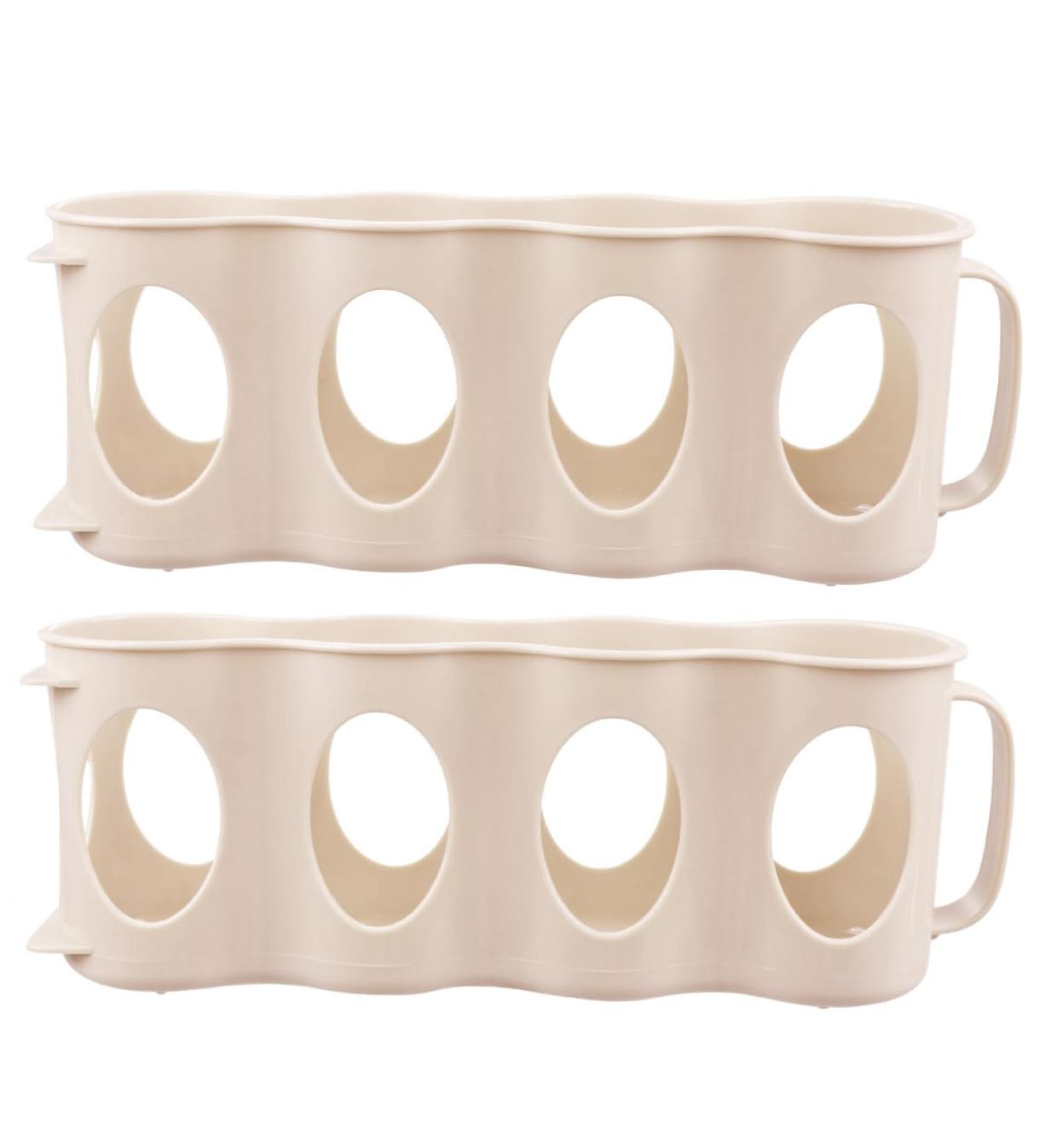 Alipis 2pcs 4 Refrigerator Organizer Bins Soda Can Drink Holder Hand Pull Type Organizer Bottle Nordic Beige 10.5X30CM - Buy Online on GoSupps.com