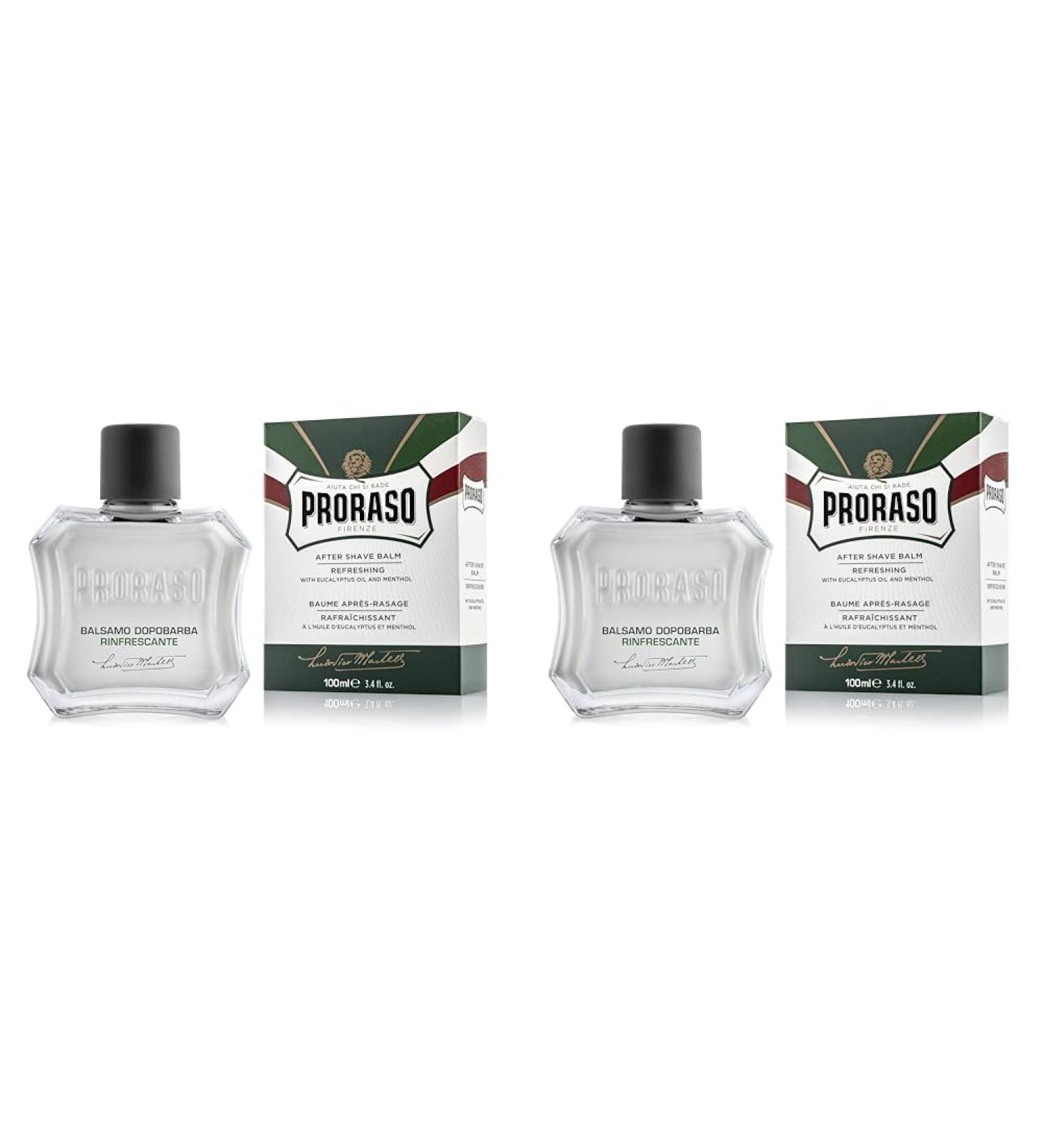 Proraso After Shave Balm 100ml - Alcohol-Free Eucalyptus & Menthol Refreshing Skin Revitalizer Made in Italy (Pack of 2) - Buy Online on GoSupps.com
