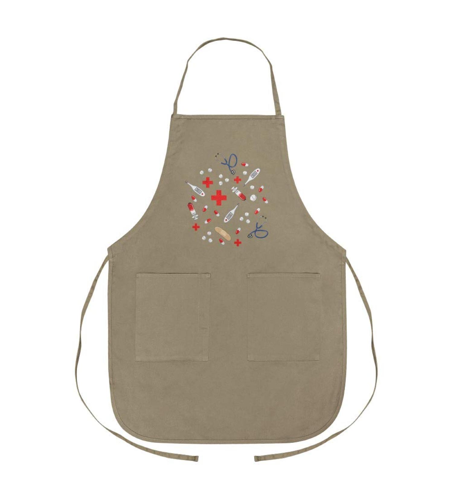 GRAPHICS & MORE Nurse Doctor Pattern Apron with Pockets - Healthcare Stethoscope & Thermometer Design for Professionals | International Shipping Available - Buy Online on GoSupps.com