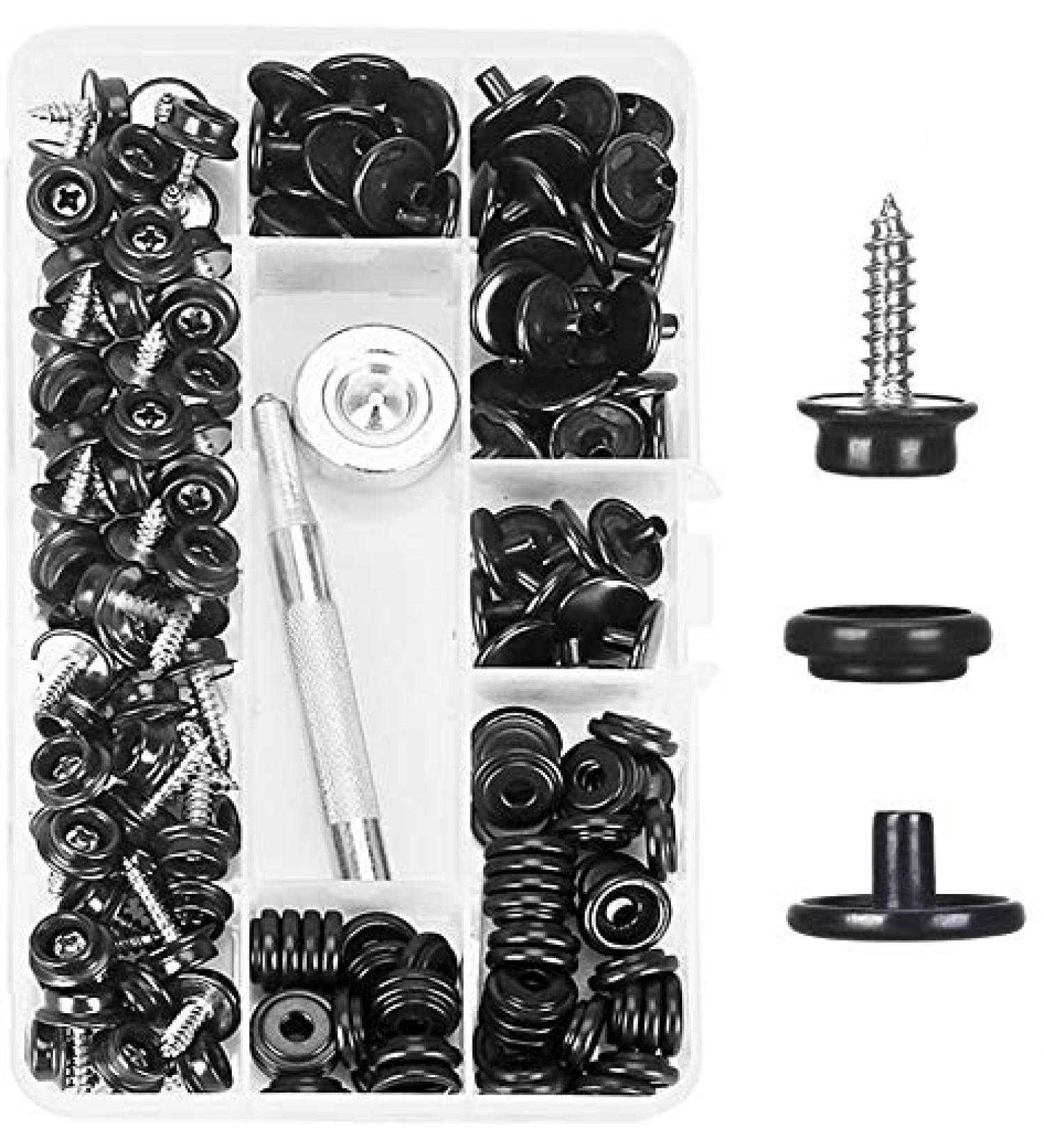 Kelife 150PCS Stainless Steel Marine Grade 3/8 Socket Canvas Snaps Kit | Boat Cover Snap Button Fastener Tool Set with Setting Tool - Black - Buy Online on GoSupps.com