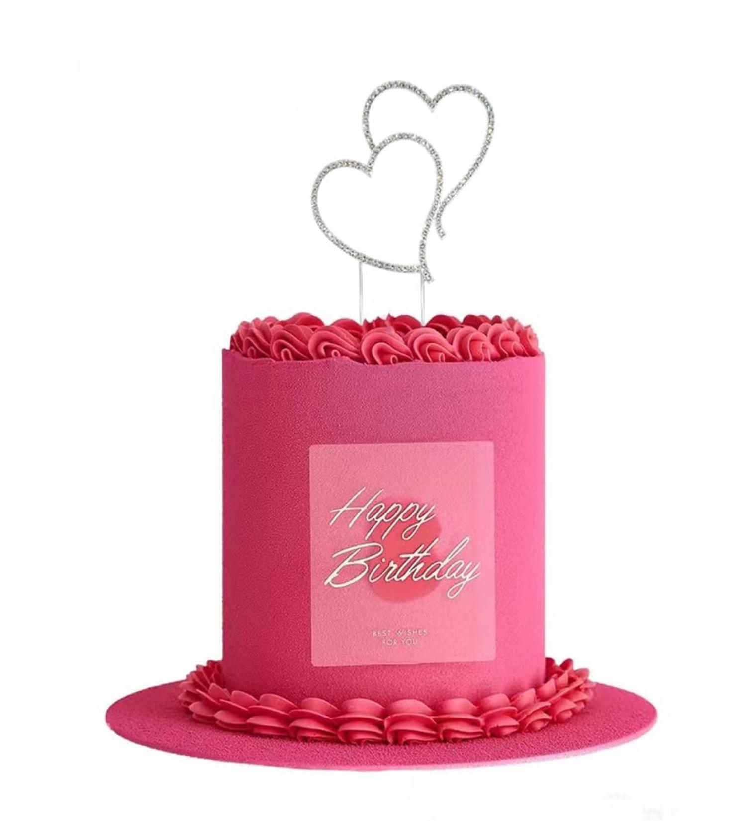 Love Heart Birthday Cake Toppers Happy Anniversary Cake Decorations Cupcake Toppers for Wedding Bridal Anniversary Theme Party Decorations (silvery) - Buy Online on GoSupps.com