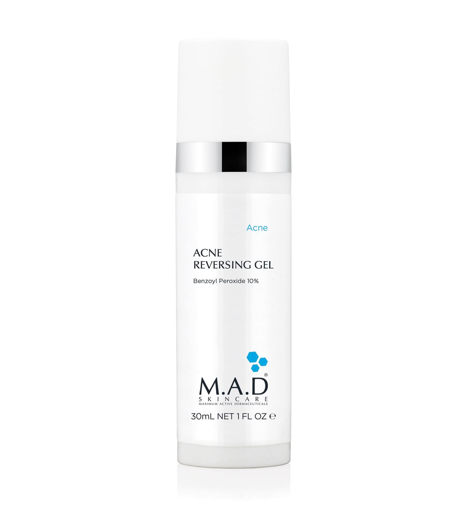 M.A.D Skincare Acne Reversing Gel - Non-Drying Benzoyl Peroxide Blemish Control 1 oz.