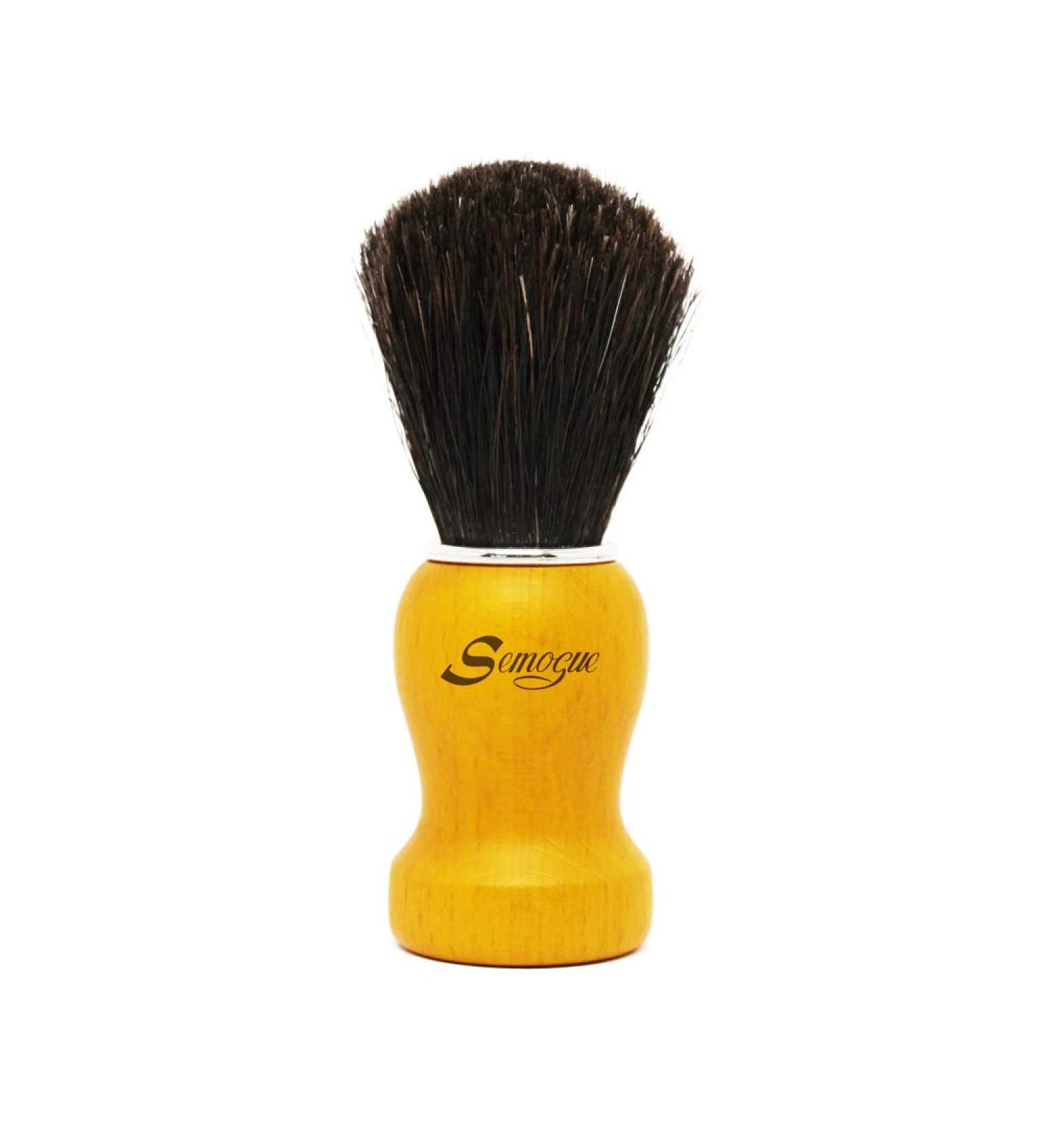 Semogue Pharos-C3 Pure Black Horse Shaving Brush Yellow Handle