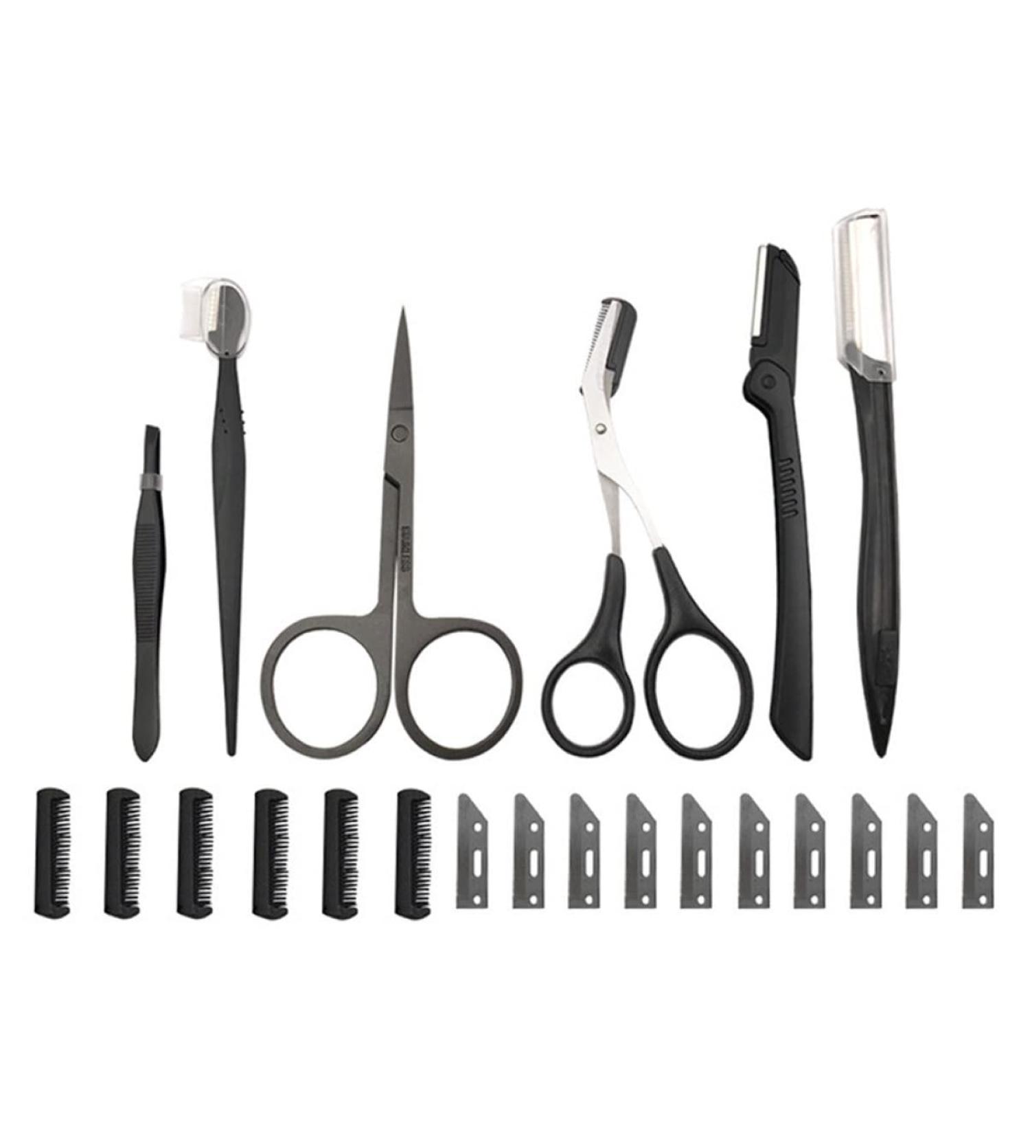 Frcolor Beauty Makeup & Eyebrow Tools Set - Stainless Steel Eyebrow Scissors & Facial Trimmer for Women - 12.6cm Precision Razor - Buy Online on GoSupps.com