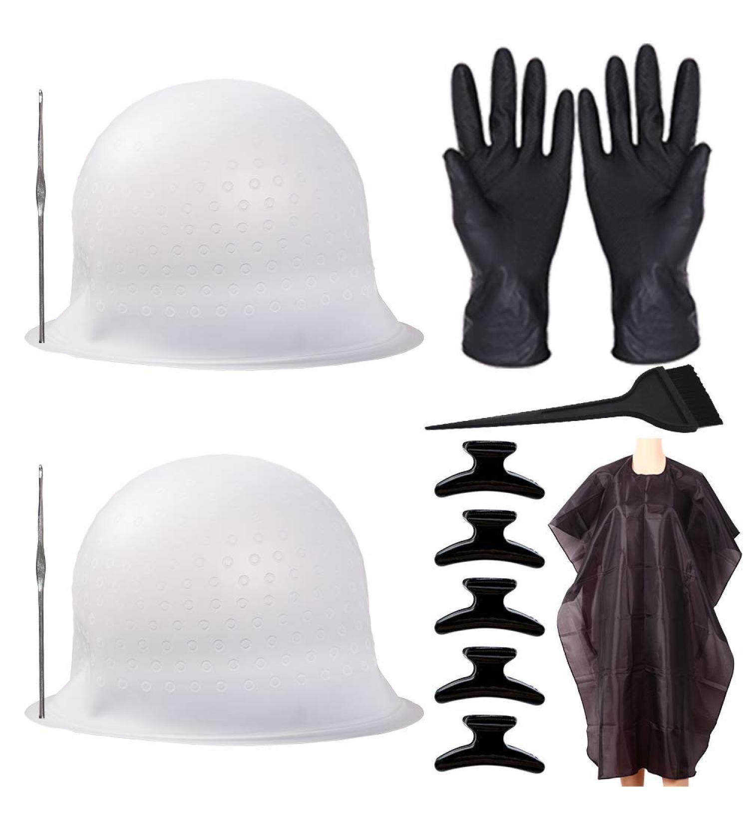 Silicone Highlight Caps Kit for Hair Coloring - 2 PCS Professional Dyeing Cap Set for Women Men - Buy Online on GoSupps.com