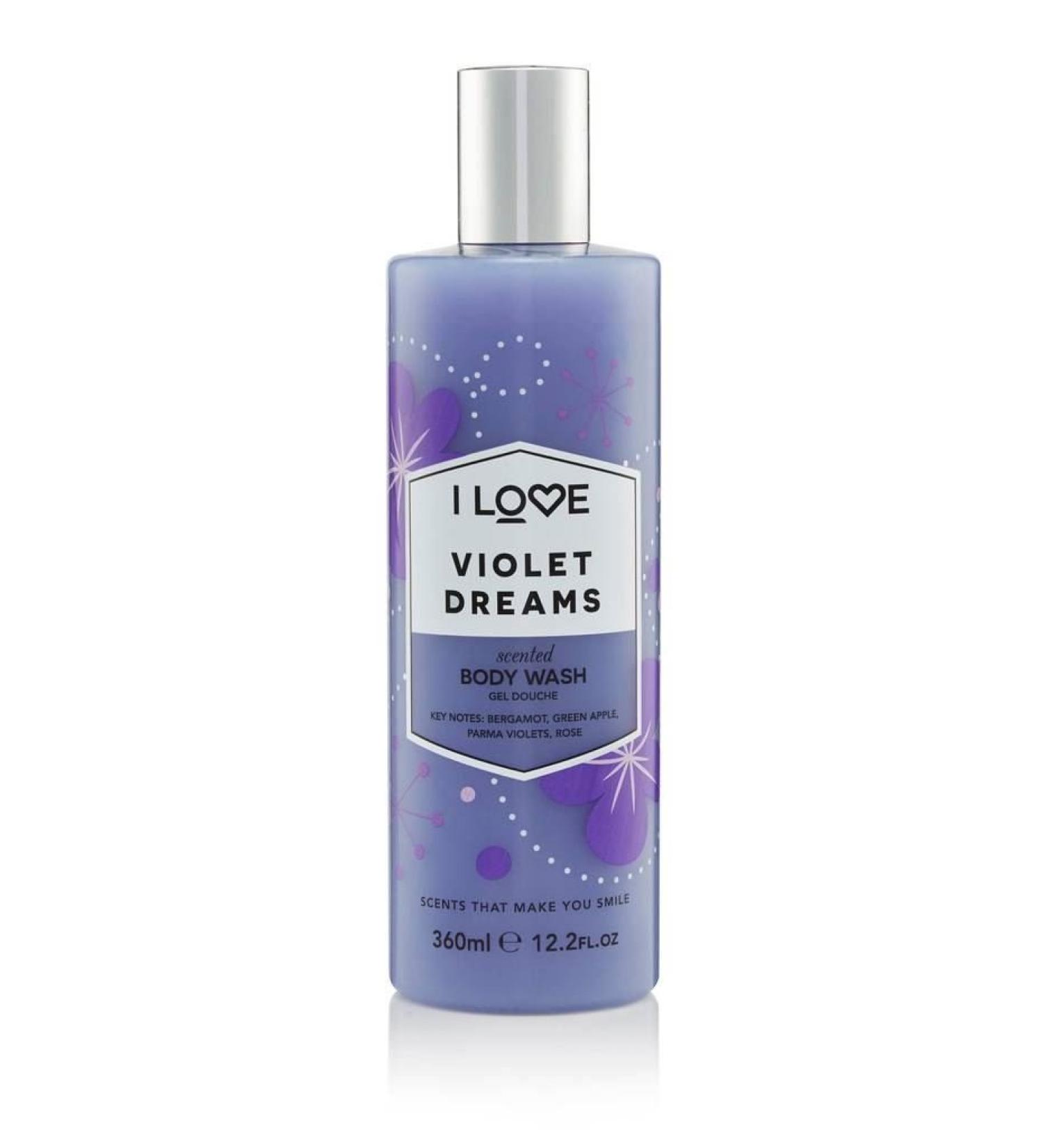 I LOVE Violet Dreams Scented Body Wash - Moisturizing & Foaming Bubble Bath - Bergamot Violet & Rose - 12.7 oz - Buy Internationally - Buy Online on GoSupps.com