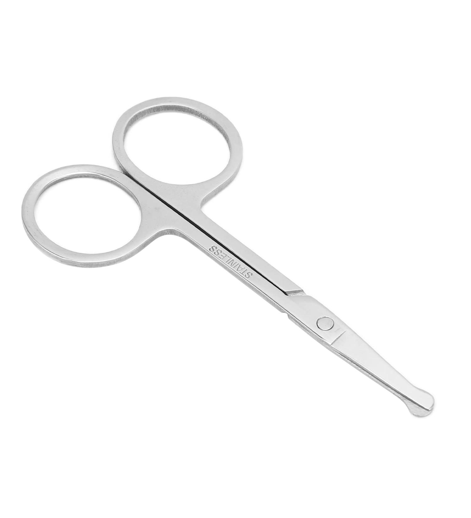 JTLB Round Nose Stainless Steel Nose Hair Scissors - Precision Grooming for Eyebrows Eyelashes & Moustaches | International Shipping Available - Buy Online on GoSupps.com