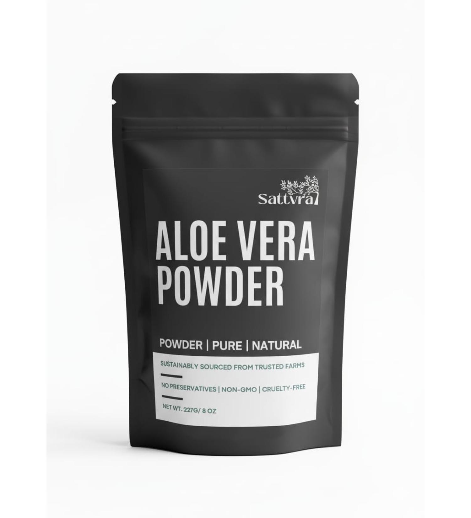 Sattvra Aloe Vera Powder 8oz (227g) | Finely Ground Aloe Vera Leaves | for DIY Face Masks Hair Care and Herbal Projects - Buy Online on GoSupps.com