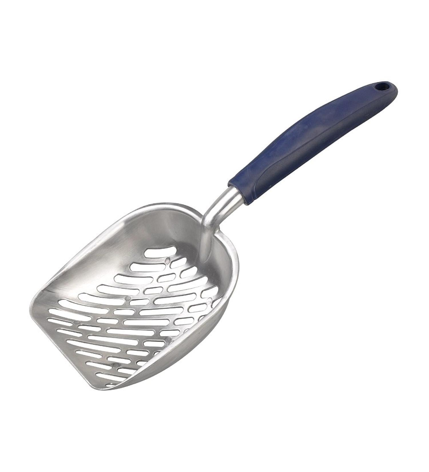 Large Metal Cat Litter Box Scoop Stainless Aluminum Alloys 13.8"*5.5"*1.8" (Blue Handle) - Buy Online on GoSupps.com