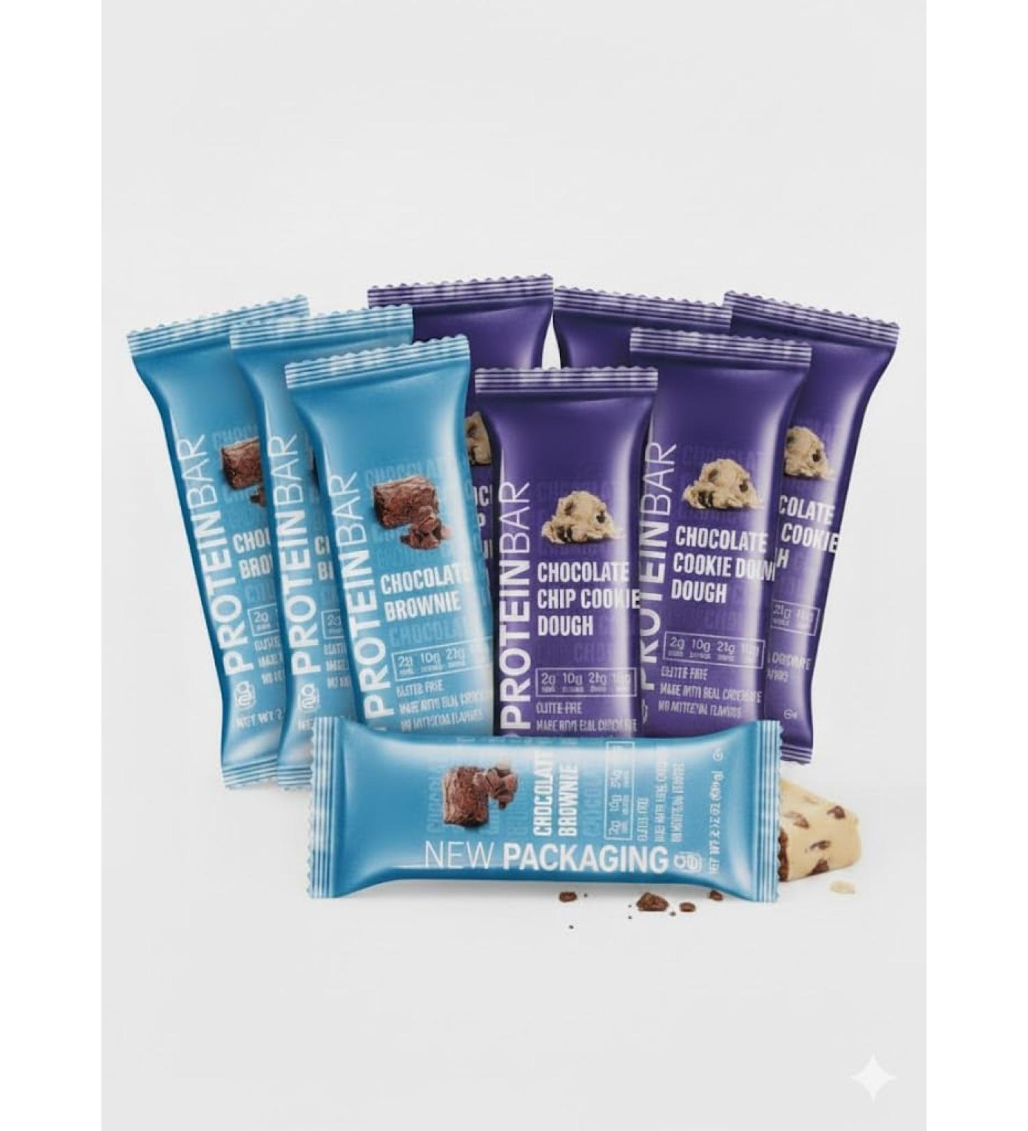 10 Pack Protein Bars Chocolate Chip Cookie Dough CHOCLATE BROWNIE