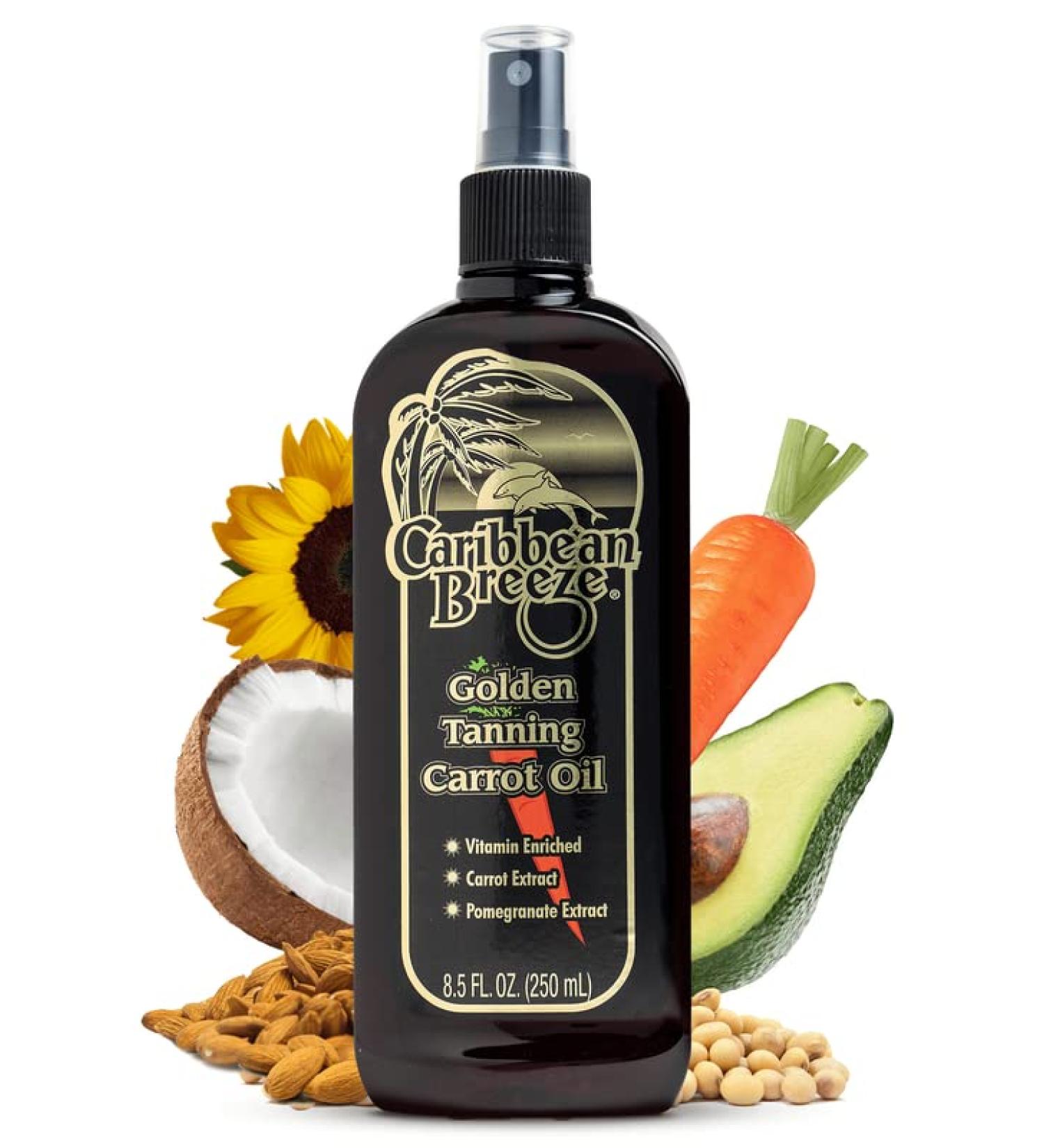 Caribbean Breeze Ultimate Carrot Tanning Oil Spray with Coconut Oil & Aloe Extracts - 8.5 oz - Buy Online on GoSupps.com
