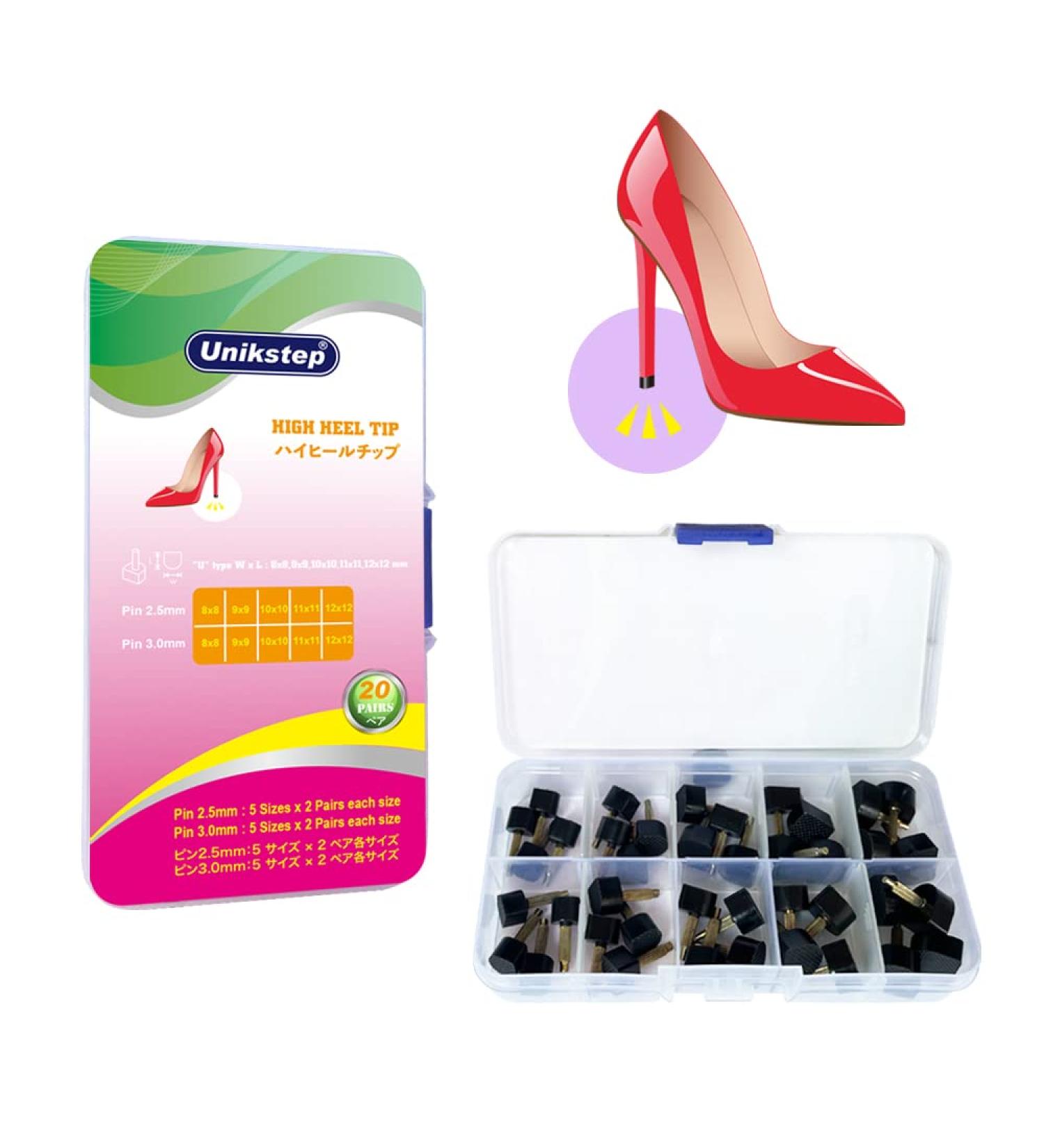 UNIKSTEP 20 Pairs High Heel Tips for Women's Shoe Repair - U Shape Non-Slip Replacement Caps - Buy Online on GoSupps.com