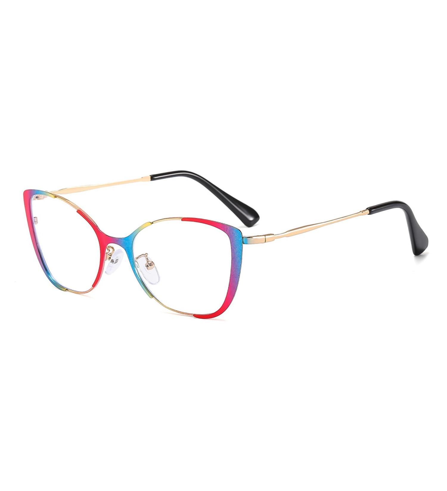 Blue Light Blocking Cat Eye Glasses for Men & Women | Retro UV400 Clear Lens | Colorful Gold Fashion Eyewear - Buy Online on GoSupps.com