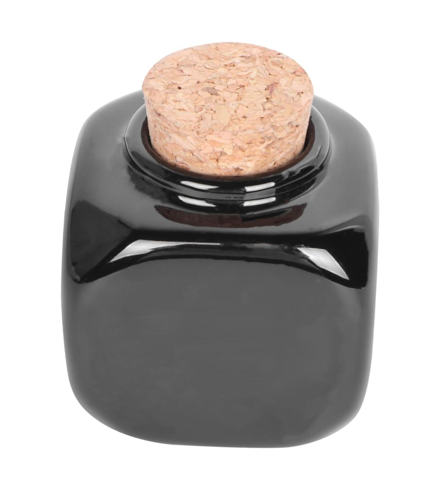 Wooden Cork Bottle Ceramic Bottle Makeup Containers Porcelain Dappen Dish Liquid Powder Container Ceramics Bottle Gratitude Jar Cerace Ceramic Mug Medicine Cup Manicure Bamboo 7.50X5.50X5.50CM Black - Buy Online on GoSupps.com