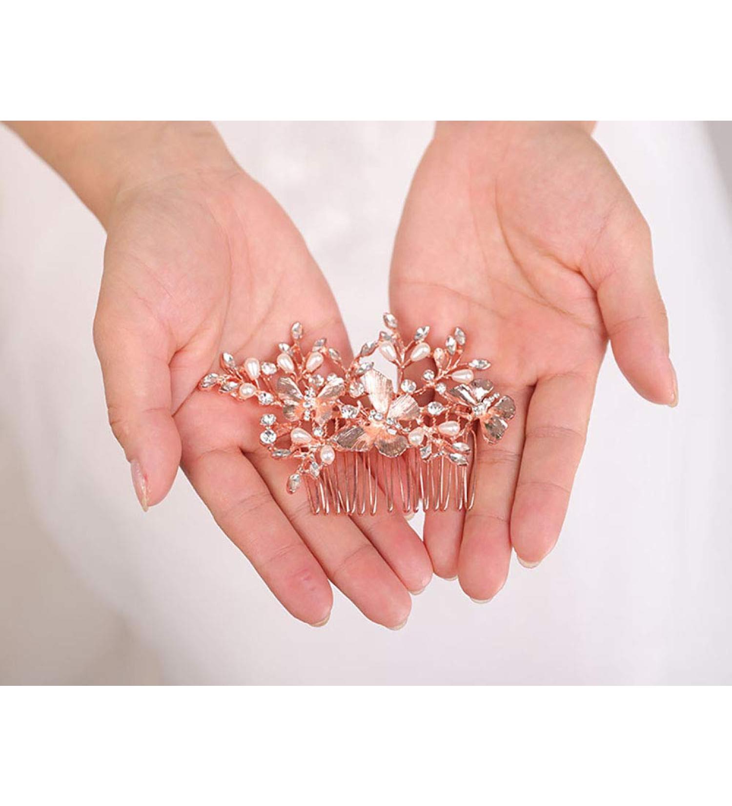 Deniferymakeup Wedding Rhinestone Pearls Butterfly Hair Comb Bridal Vintage Headpiece Crystal Women Hair Comb Bridal Hair Comb Wedding Hair Piece Wedding Accessories - Buy Online on GoSupps.com