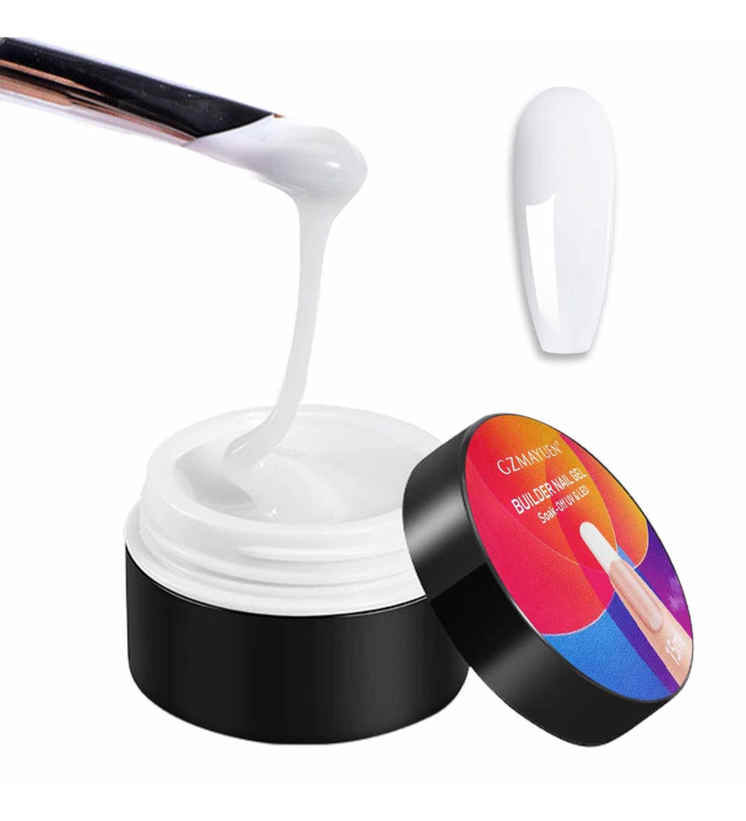 GZMAYUEN White Builder Gel for Nails 15 ml Nail Extension Builder Gel UV Gel Nail Extension Nail Art Manicure White UV Fibreglass Nail Gel for Nail Studio - Buy Online on GoSupps.com