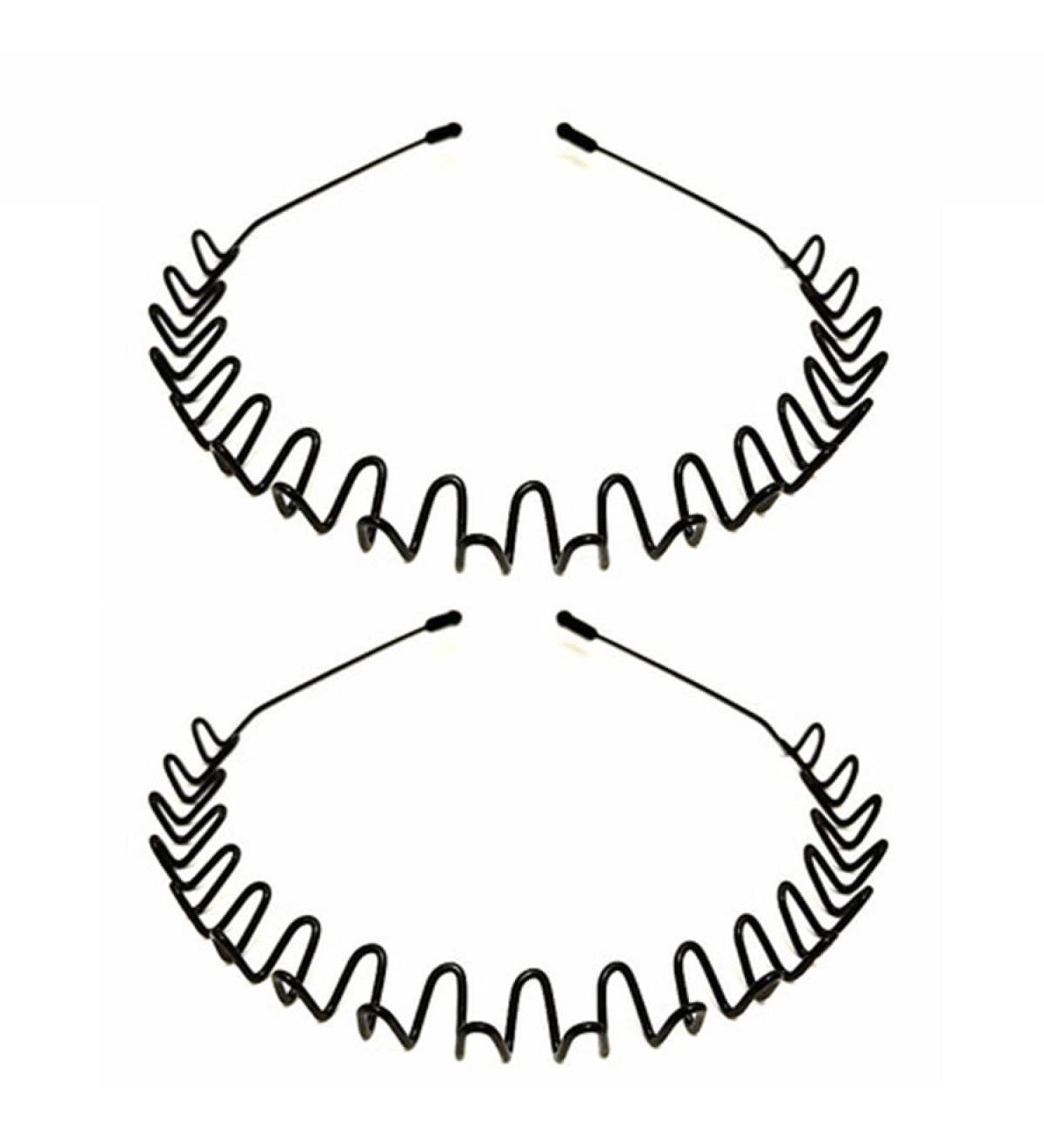 2PCS Metal Headband Fashion Hairband Black - Elastic Non Slip Headbands for Men Women - Outdoor Sports Headwear - Buy Online on GoSupps.com