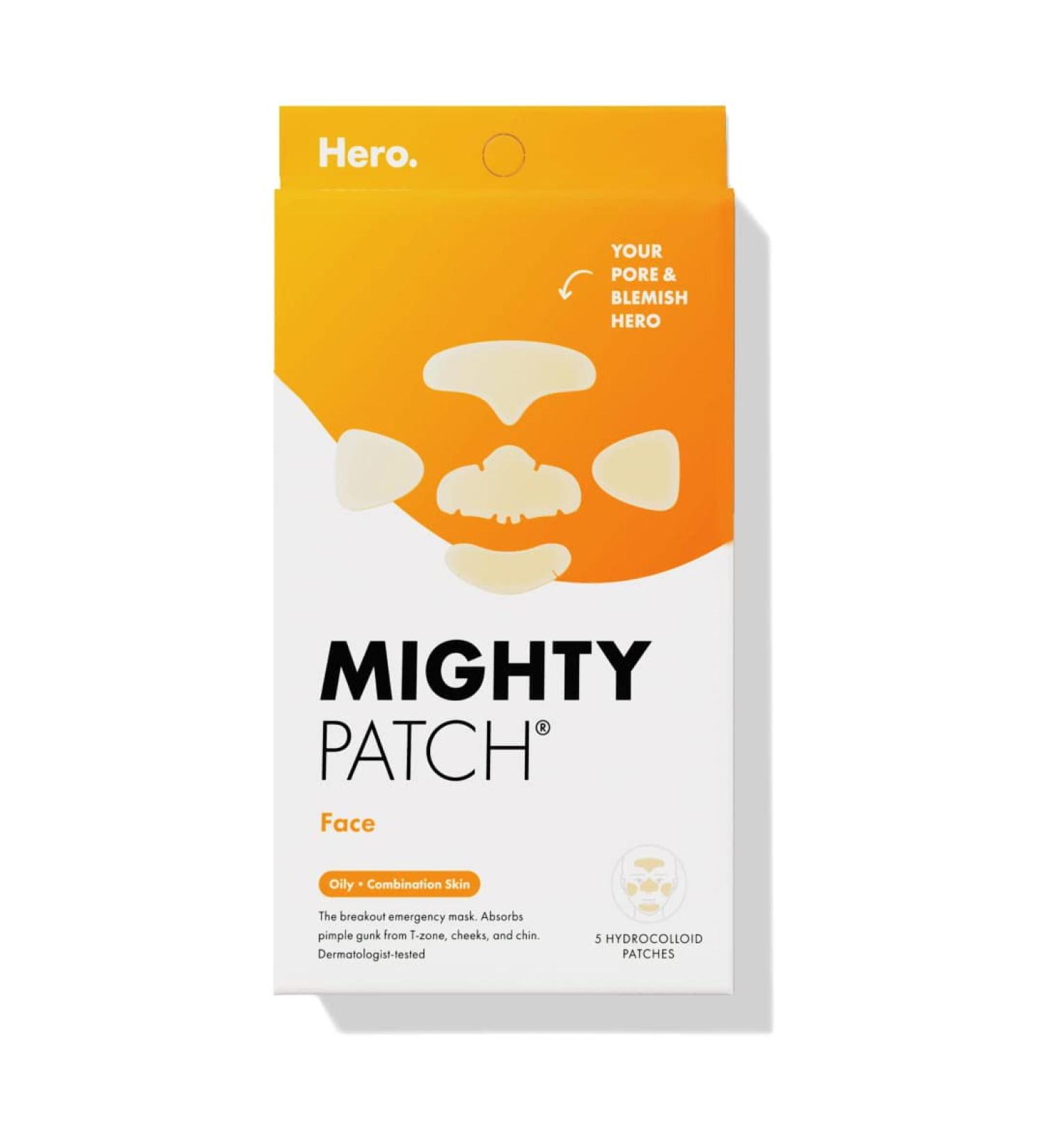 Mighty Patch Face XL Hydrocolloid Mask for Acne - 5 Large Pimple Patches - Vegan & Cruelty-Free - Buy Online on GoSupps.com