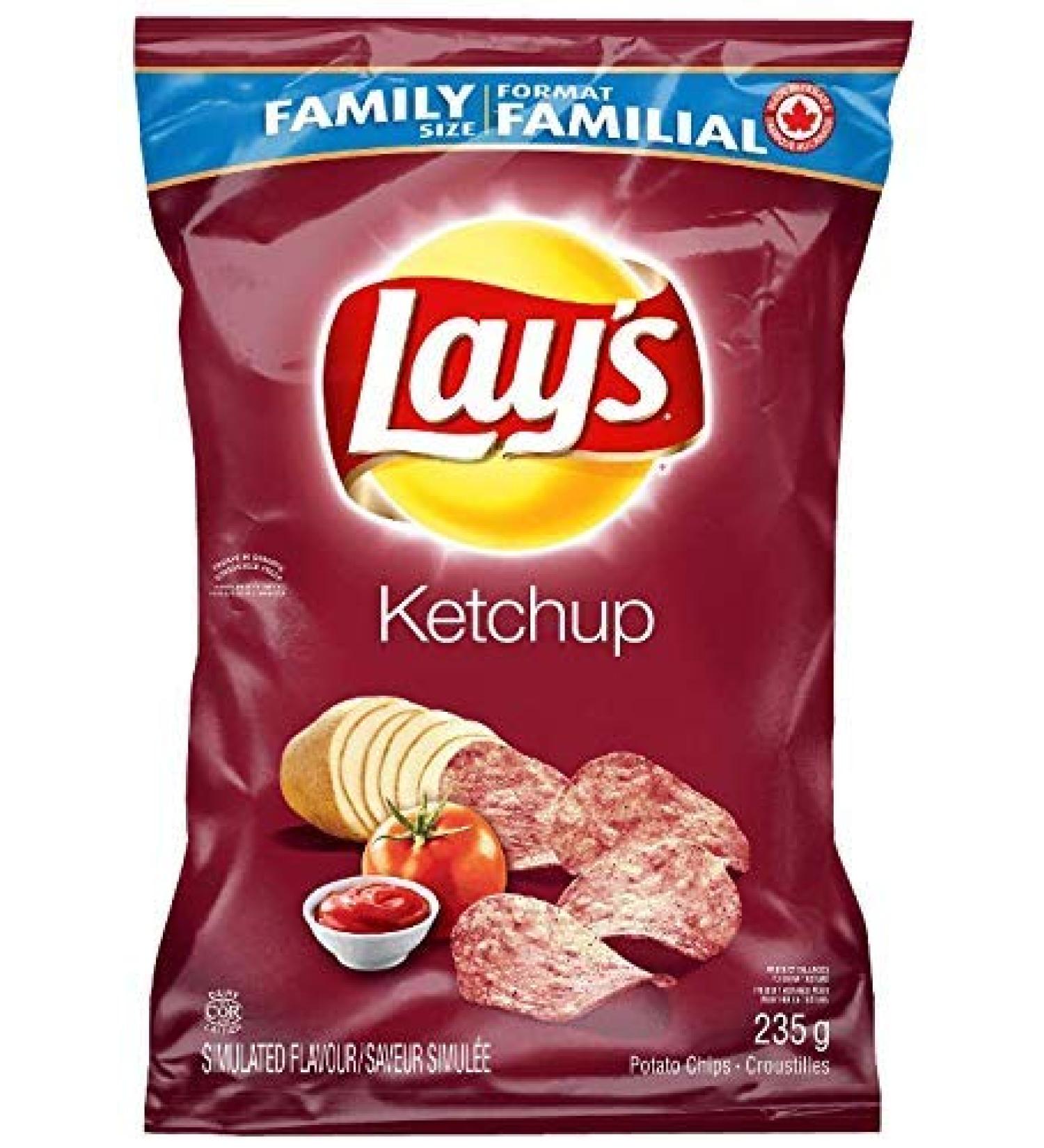 Canadian Lays Ketchup Chips - 1 Family Size Bag