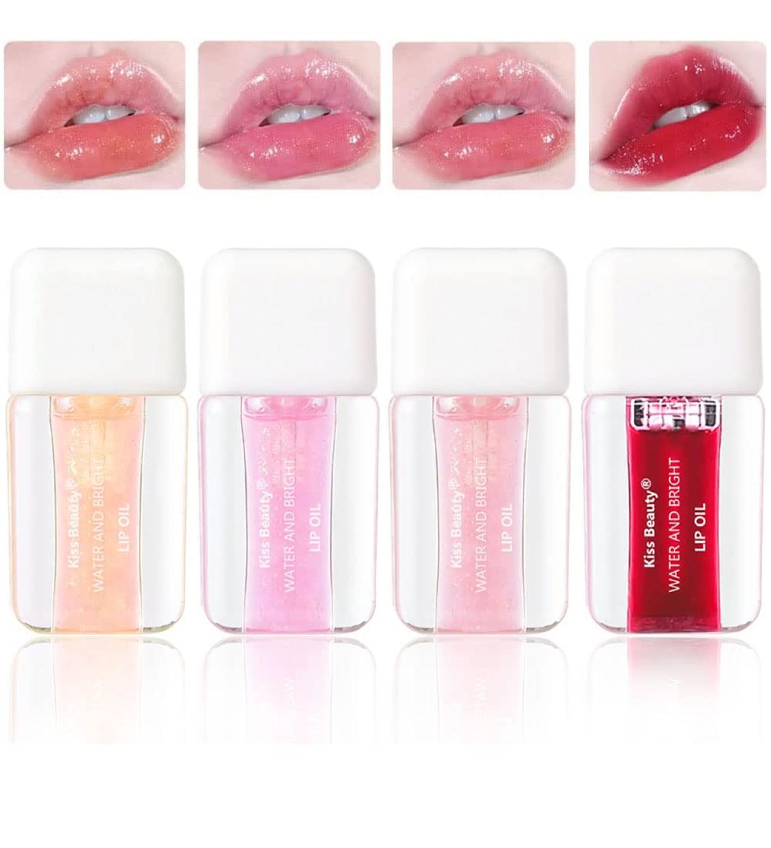 Korean Fruit Shimmer Lip Oil 4Pcs Set | Moisturizing Lip Gloss & Tinted Balm | Non-sticky & Long Lasting Formula for Nourished Lips - Buy Online on GoSupps.com