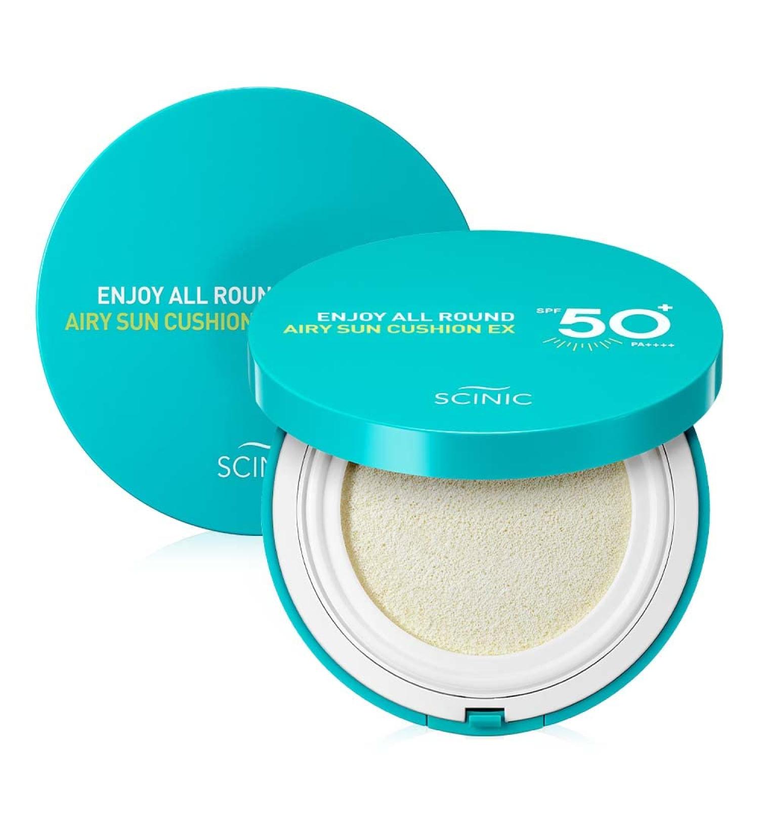 SCINIC All Round Airy Sun Cushion EX SPF50+PA++++ 0.88oz (25g) | Cooling UV Protection & Natural Tone-up | Korean Skincare for All Family - Buy Online on GoSupps.com