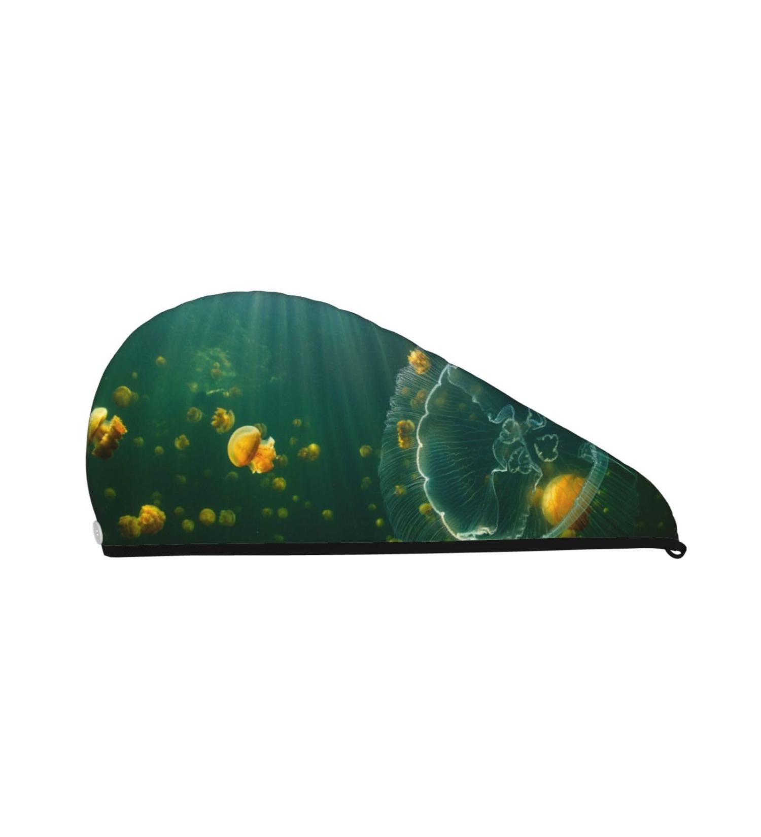 Super Absorbent Jelly Fish Microfiber Hair Towel Wrap for Women | Quick Dry Coral Velvet Cap for Long Curly & Thick Hair - Buy Online on GoSupps.com