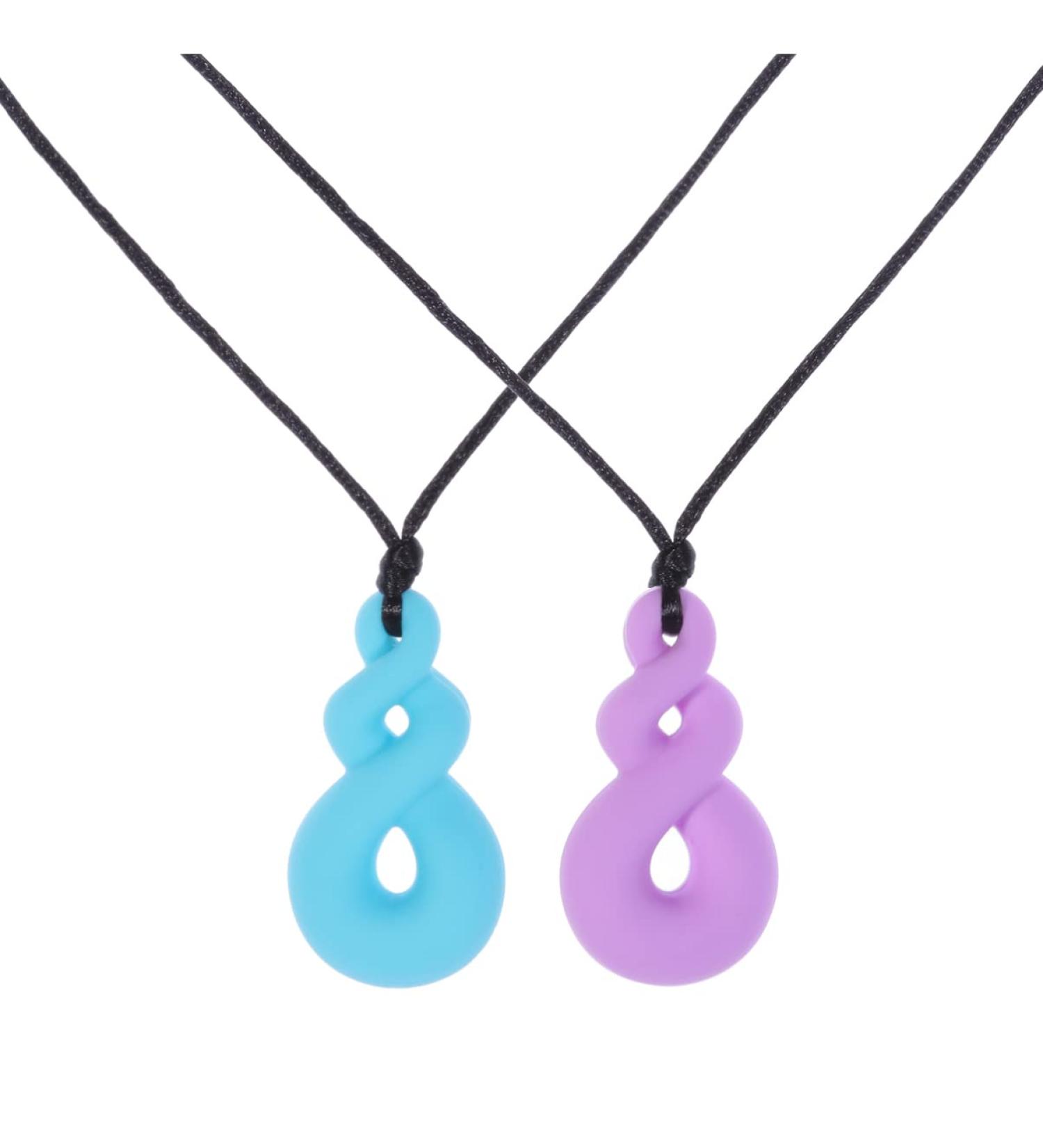 Healifty Sensory Chew Necklaces - 2 Pack Silicone Chewy Necklace Toys for Kids - Teething & Sensory Assorted Color - Buy Online on GoSupps.com