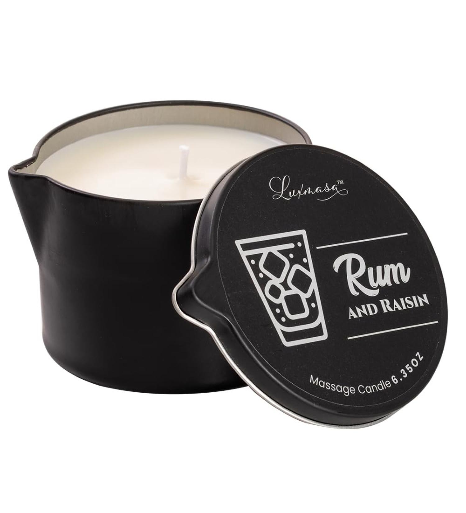 Natural Soy Wax Massaging Oil Candle - Moisturizing Shea Butter Body Candle for Massage - 6.35 OZ Rum and Raisin Scent - Organic Hand Care - Buy Online on GoSupps.com