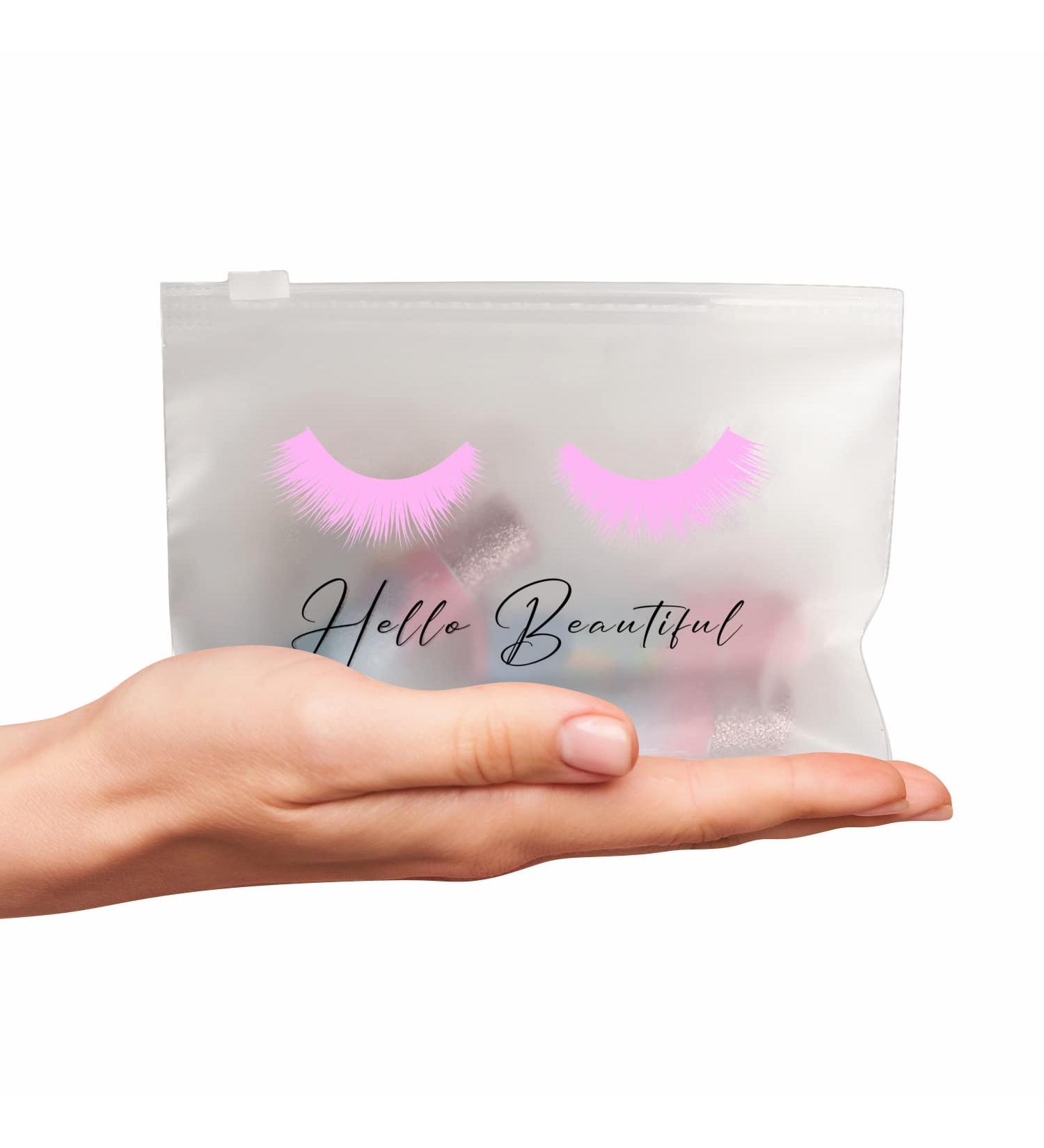 BRAWNA 60 Pack Reusable Travel Makeup Bags - Pink Lash Case for Brushes - Cute Collection - 6x8 inches - Buy Online on GoSupps.com