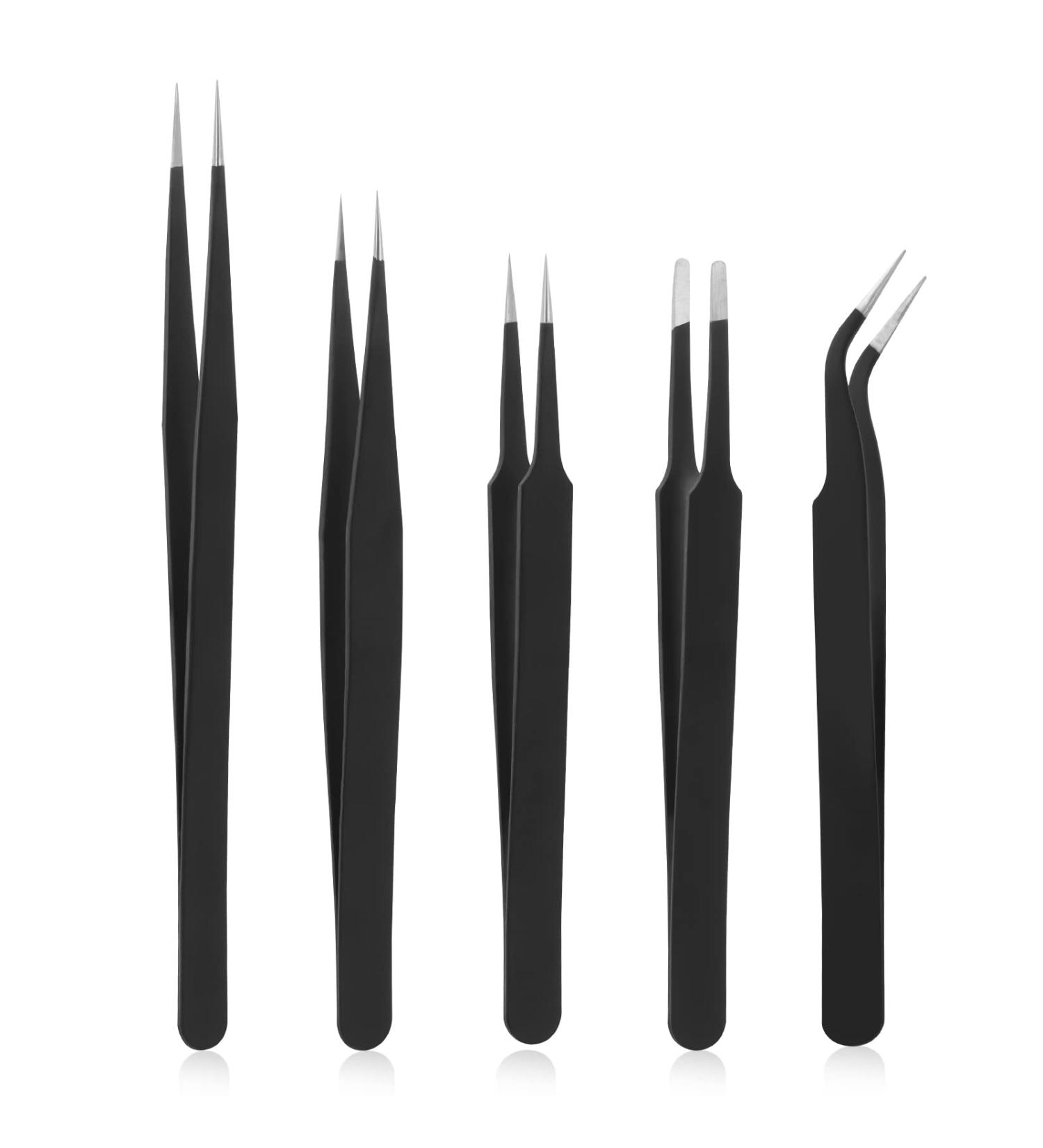 Prasacco 5-Piece Mini Bead Tweezers Set - Premium Stainless Steel Curved Tweezers for Jewelry Making and DIY Crafts - Buy Online on GoSupps.com