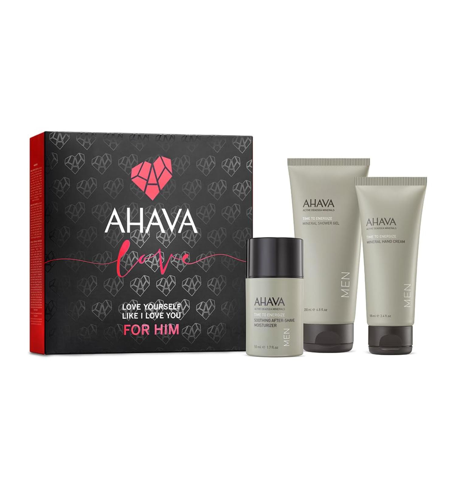 AHAVA Men's Skincare Kit | Mineral Shower Gel Hand Cream & Aftershave - Shop Internationally - Buy Online on GoSupps.com