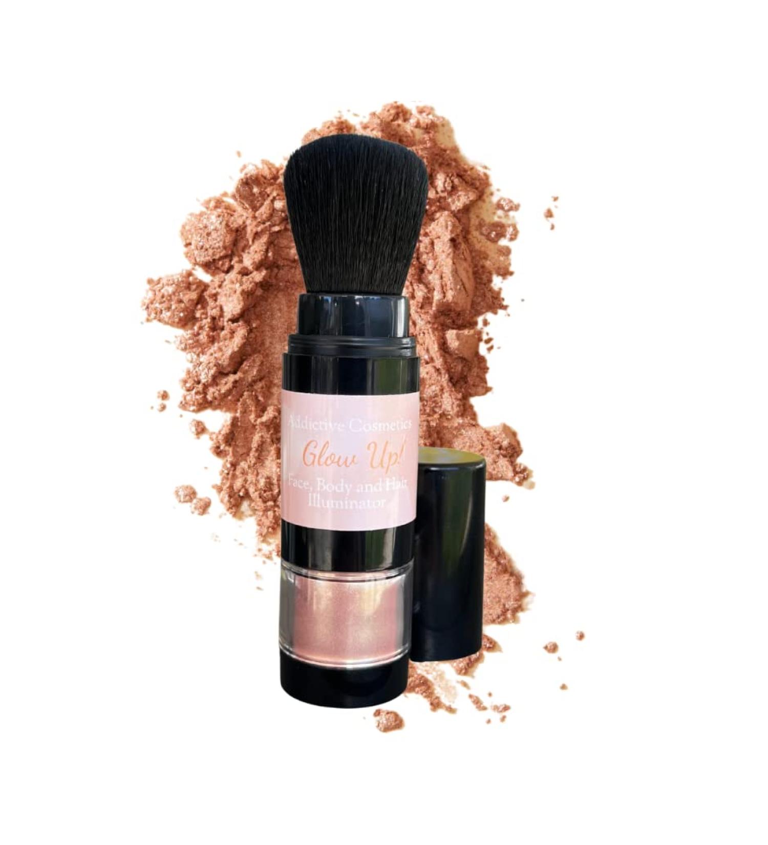 Addictive Cosmetics Glow Up! Oil-Free Mineral Shimmer Powder - Highlighter and Bronzer for Face, Body, and Hair - Vegan & Cruelty-Free - Buy Online on GoSupps.com