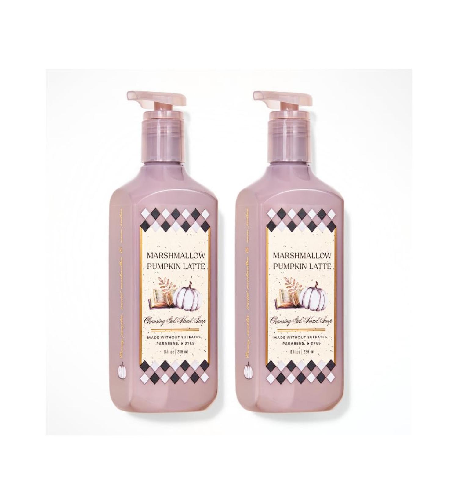 Bath and Body (Pack of 2) Marshmallow Pumpkin Latte Cleansing Gel Hand Soap 8 fl oz / 236 mL each (Packaging Design Styles May Vary)
