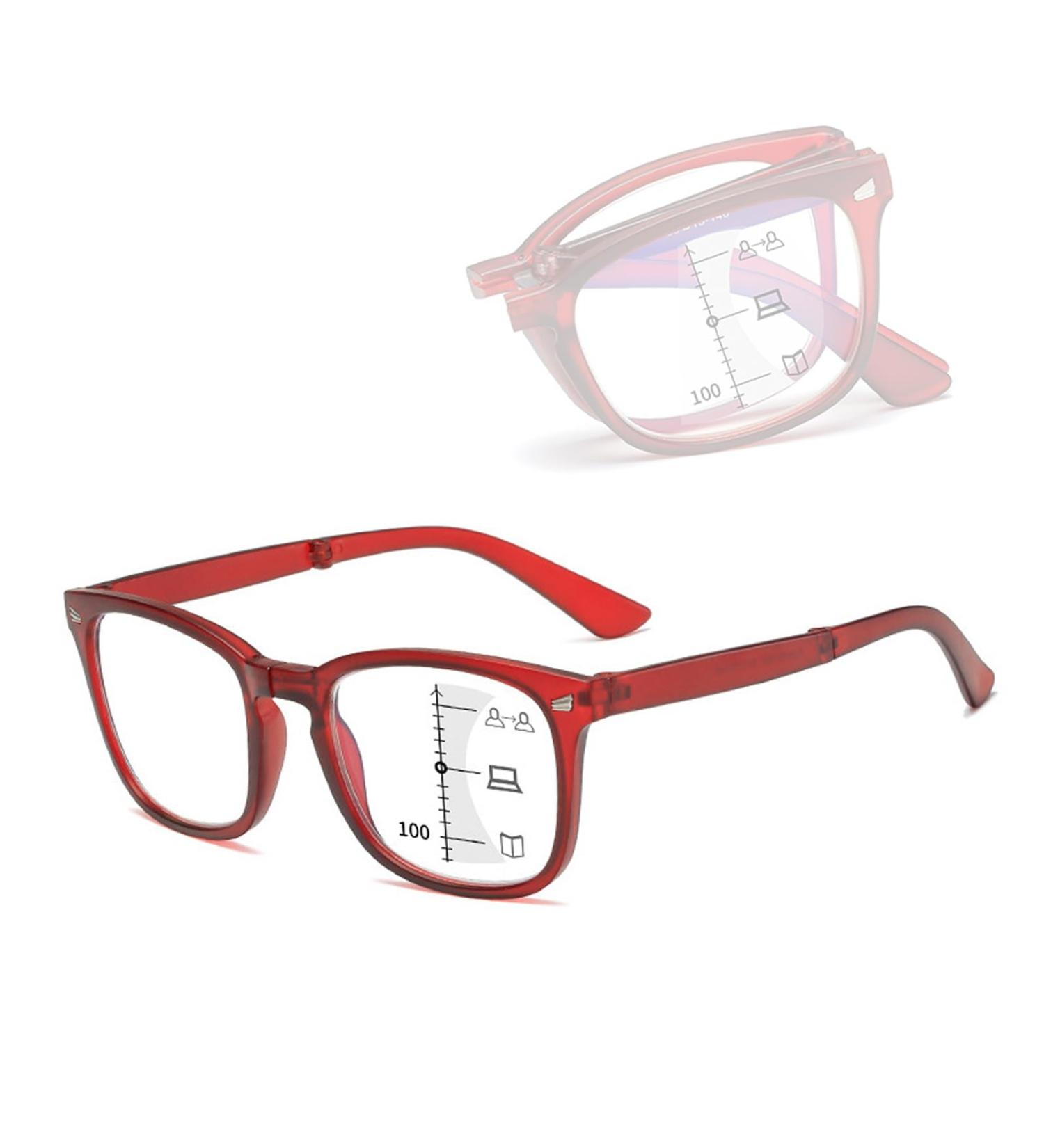 Lightweight Fold Blue Light Blocking Reading Glasses for Women Men Progressive Multifocus Computer Readers(Couleur:Red Grandeur:1.0x) - Buy Online on GoSupps.com