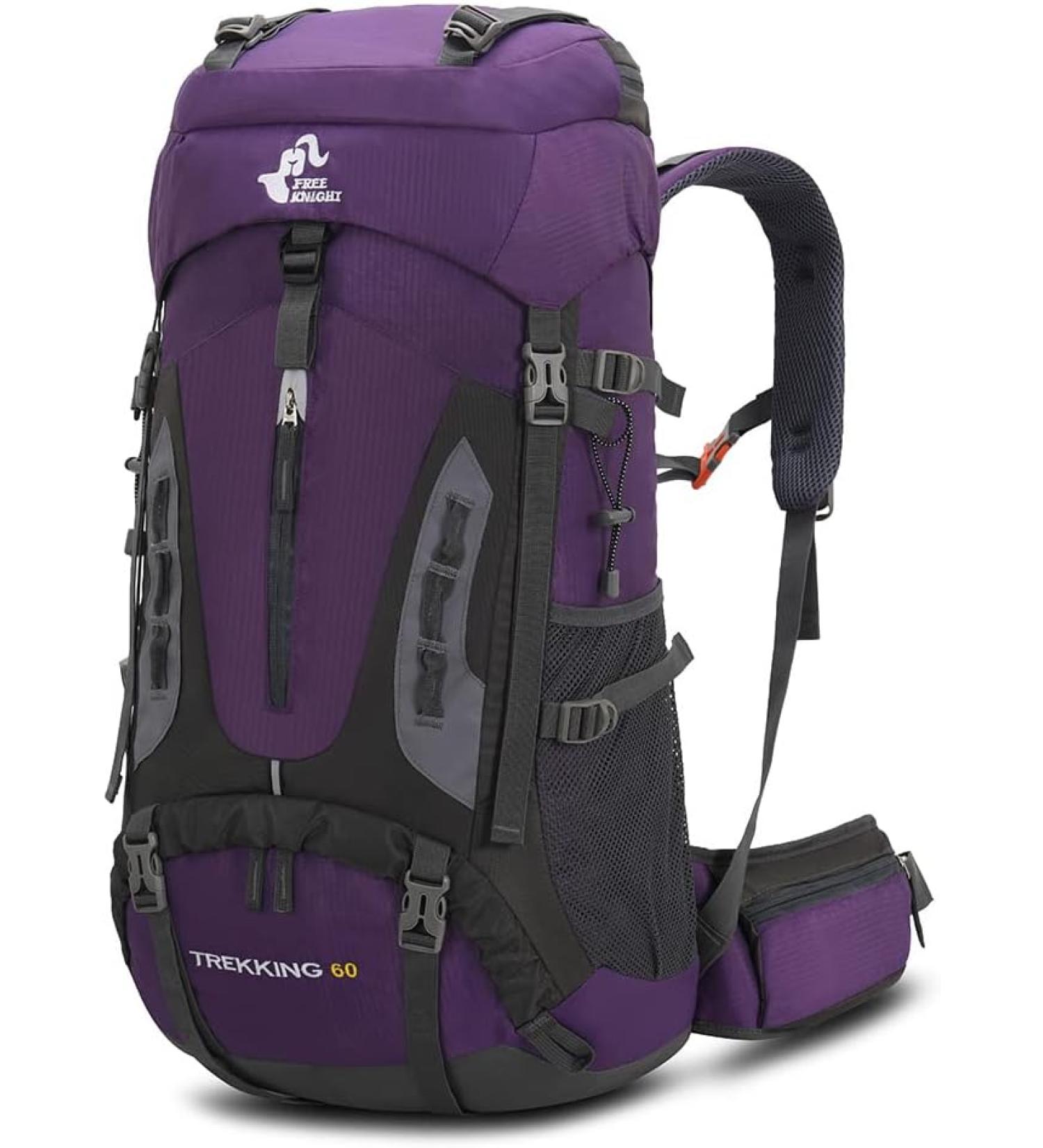 RuRu Monkey Hiking Backpack with Rain Cover - Purple 60L | Durable Outdoor Gear - Buy Online on GoSupps.com