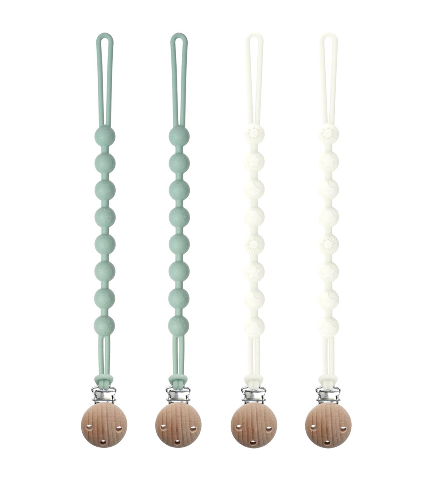 Seposeve Silicone Pacifier Clip 4 Pack - Pacifier Holder Leash for Baby Boys and Girls (2 Green + 2 White) - Buy Online on GoSupps.com