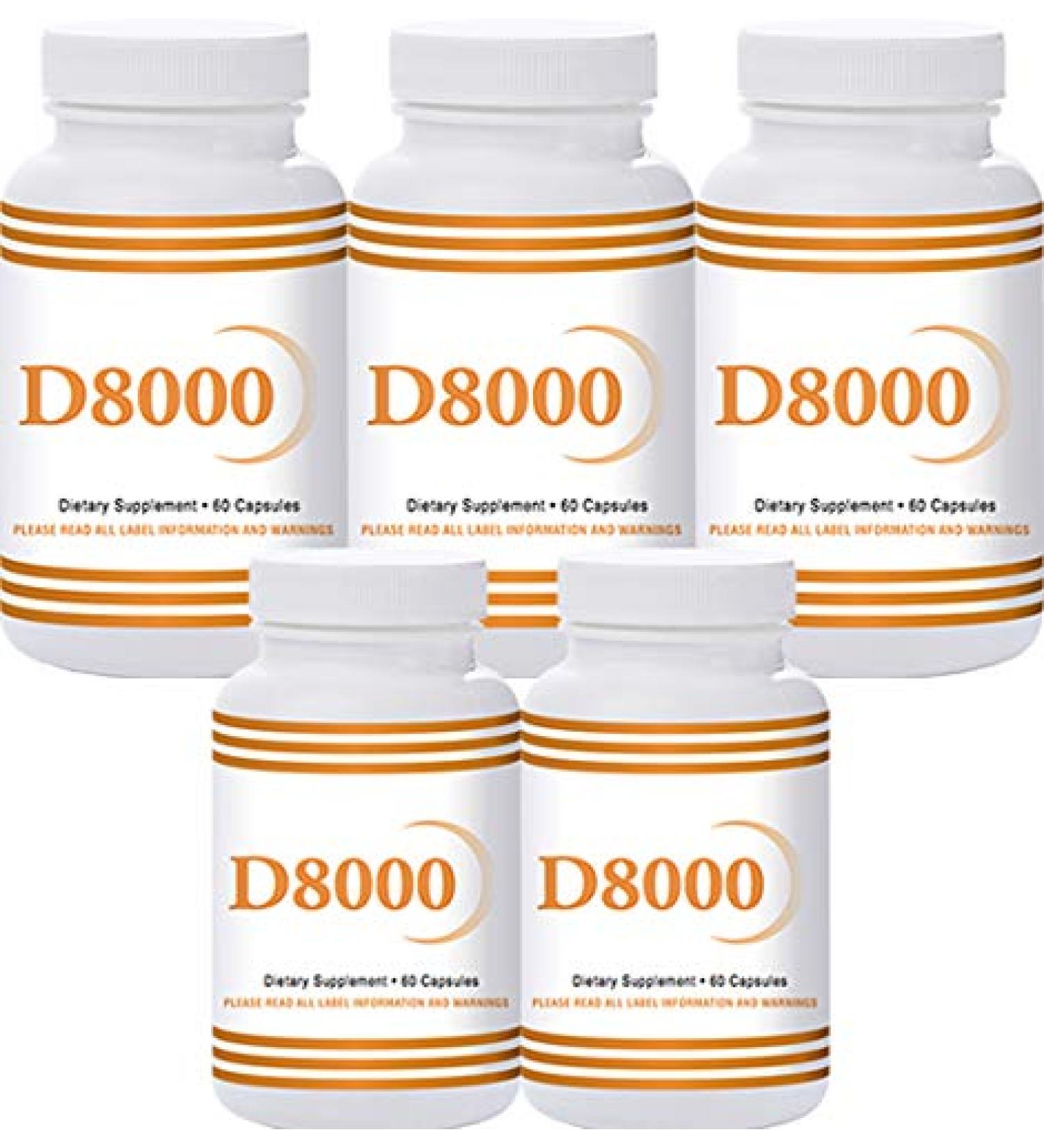 Natural Living High Potency Vitamin D3 8000 IU 60 Capsules 5 Bottles - Buy Online on GoSupps.com