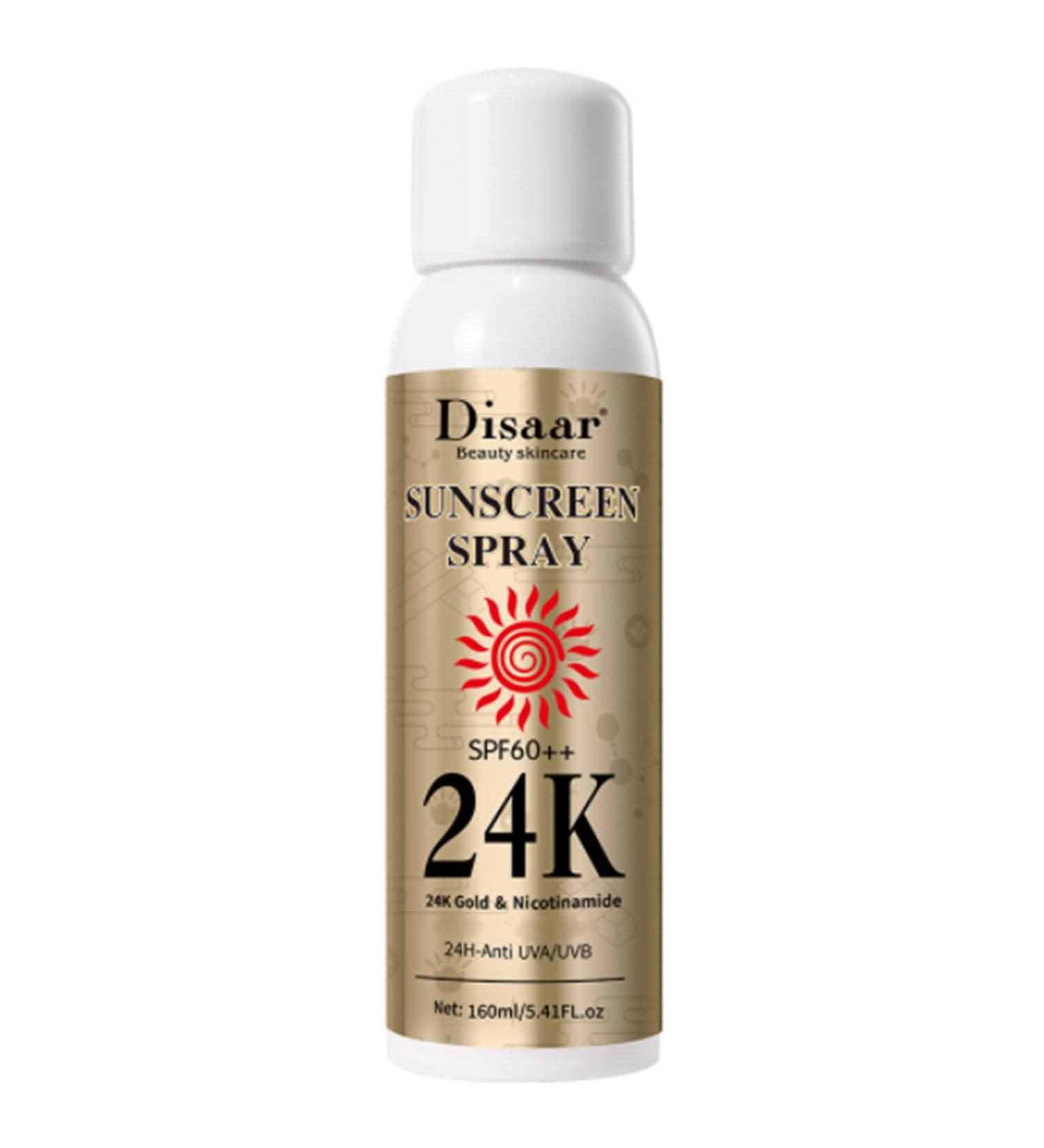 Buy SPF60 24K Gold Sunscreen Spray - Anti-Aging Sunblock for Face & Body Care | 160ml | International Shipping Available - Buy Online on GoSupps.com