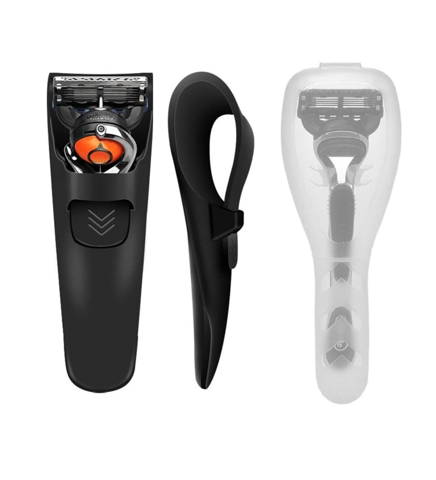 Travel Razor Case Set - Portable Silicone & Plastic Protector, Dark Gray - Buy Online on GoSupps.com