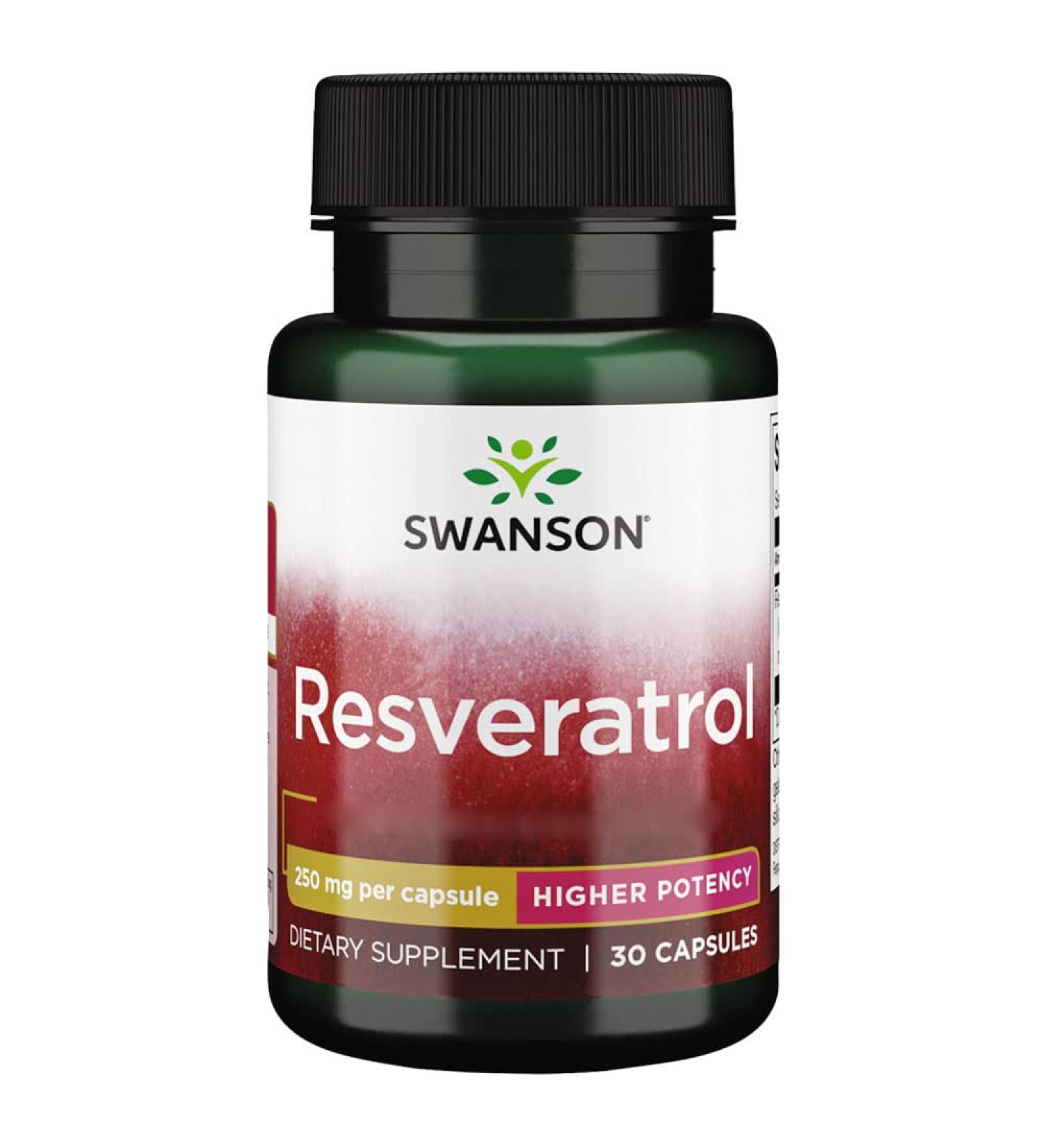 Swanson 250mg Resveratrol Capsules - High Dose, Lab-Tested, Soy Free, Gluten Free, Non-GMO - 30 Count - Buy Online on GoSupps.com
