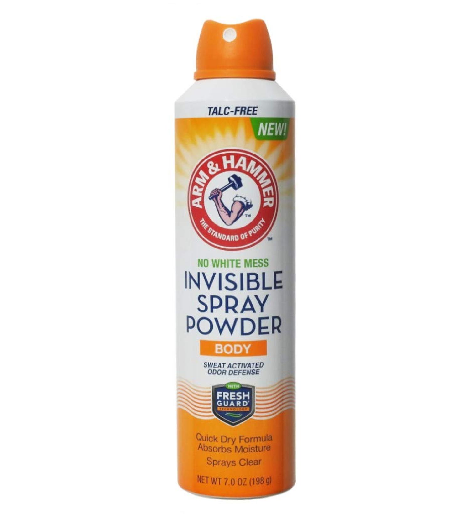 Arm + Hammer Invisible Body Powder Spray Eliminates Body Odor & Absorbs Moisture & Sweat while Spraying Clear 7 Ounce (Pack of 2) Fresh 7 Ounce (Pack of 2)