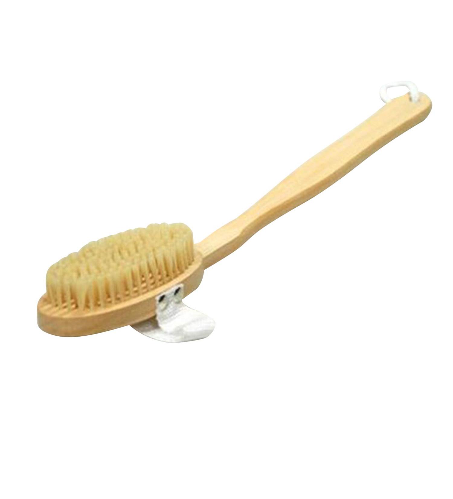 Premium Wooden Bath Brush for Back Massage | Shower Brush with Hand Strap & Hanger - Perfect for Relaxation & Clean Skin - Buy Online on GoSupps.com