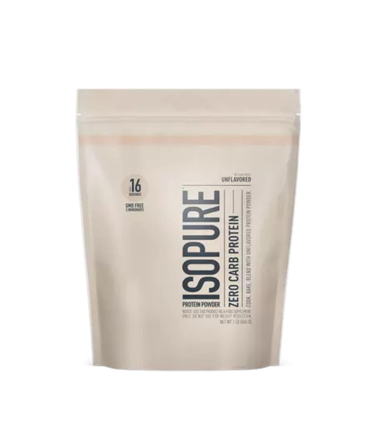 Iso Pure Whey Protein Isolate | 100% Whey Protein Isolate | Zero Carbs Sugar Free Lactose Free | 25g of Protein Per Serving | 16 Servings | 1LB (Unflavoured) - Buy Online on GoSupps.com