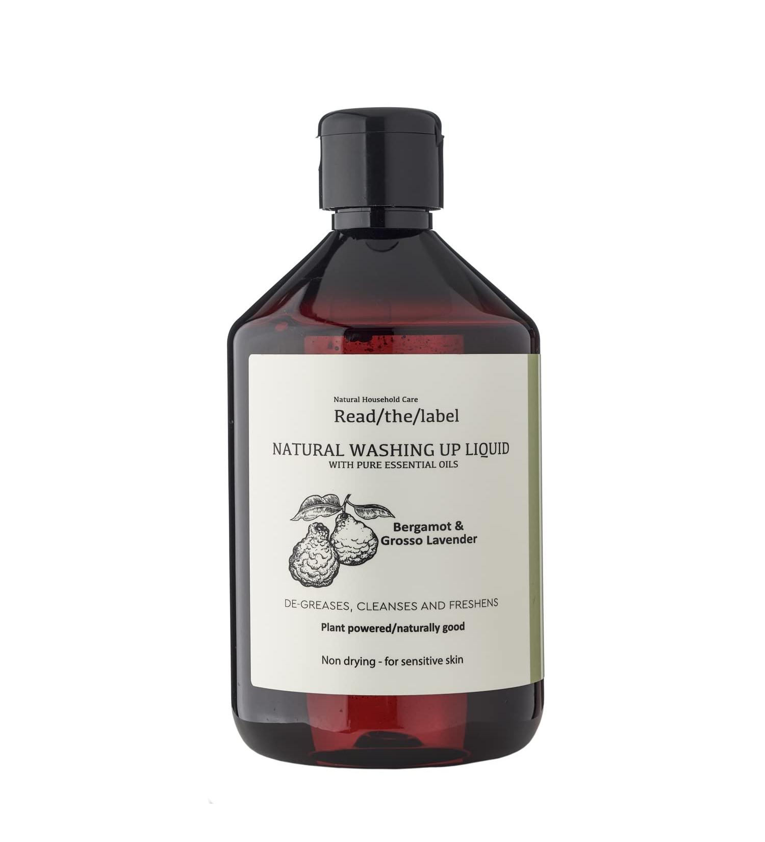 Read the Label London Eco Washing Up Liquid 500ml - Bergamot & Grosso Lavender Scented Non Bio & Skin Sensitive Friendly Dish Wash Cleaner Essential Oils Plant Based Vegan & Paraben Free