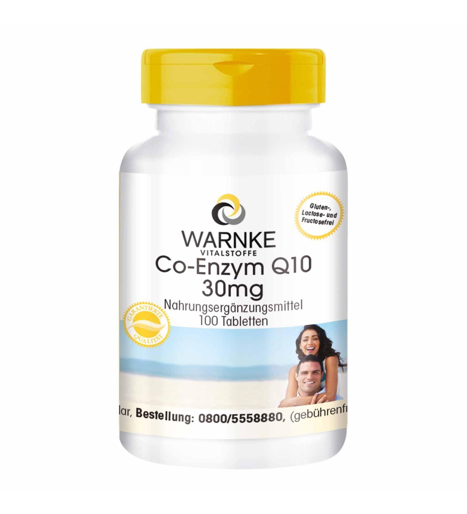 Coenzyme Q10 30mg - Vegan CoQ10 Tablets - 100 Tablets | Premium German Quality - Warnke Vitalstoffe - Buy Online on GoSupps.com