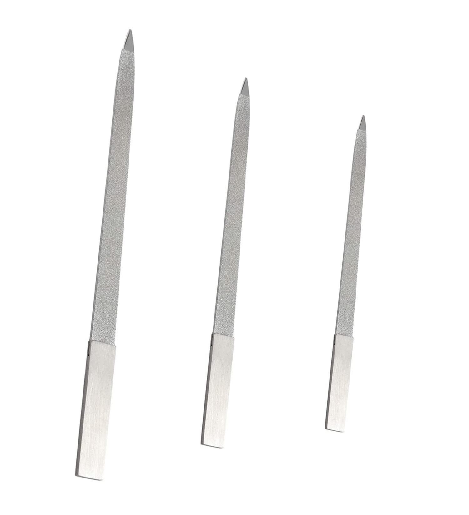 AOVNA 3 Pieces Diamond Nail File Stainless Steel Buffer Fingernails Toenails Manicure Files Double Side Long Handle Nail File 3 Sizes - Buy Online on GoSupps.com