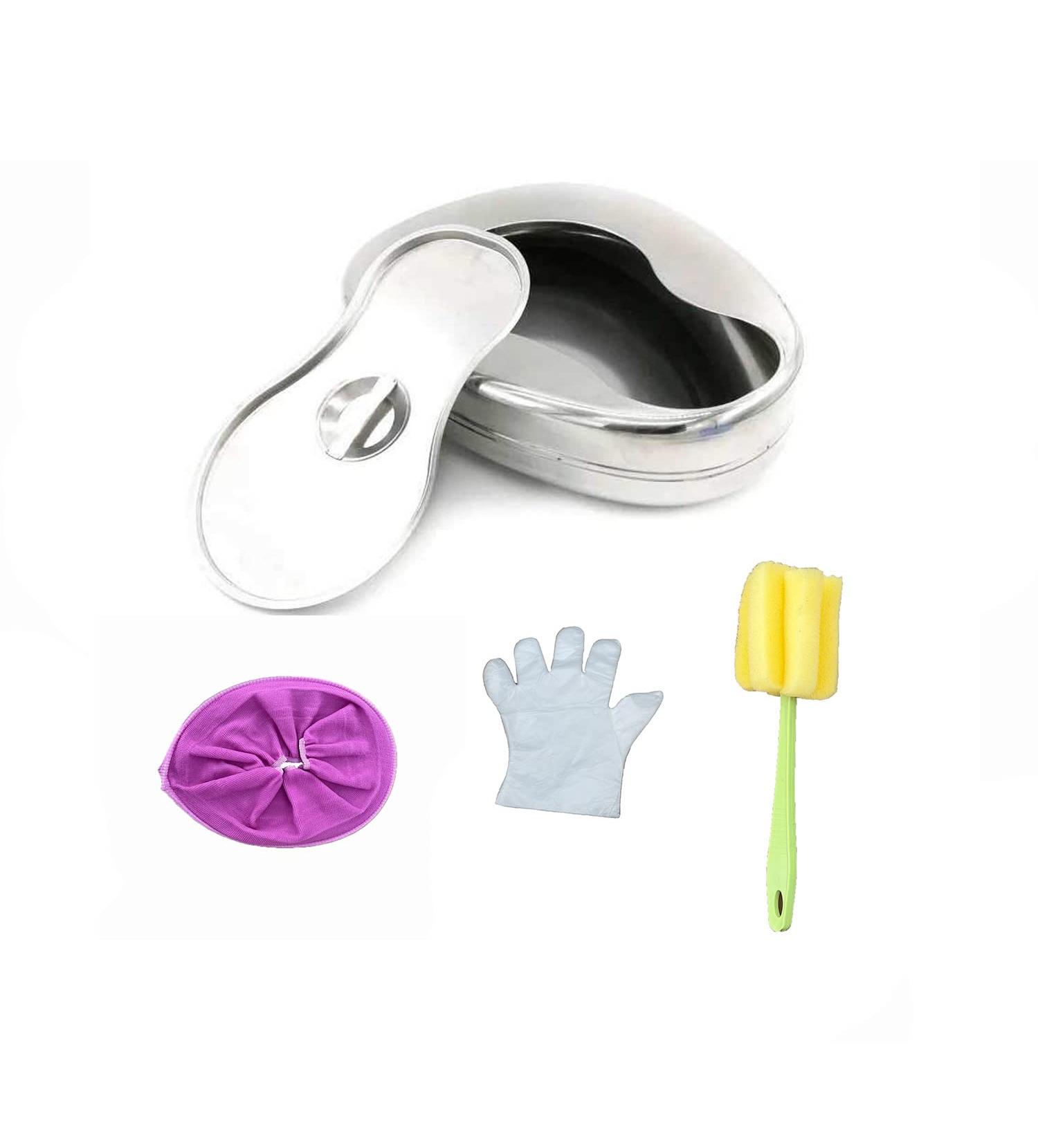 Stainless Steel Bedpan with Cover Strong Thick Stable Bedpan Heavy Duty Smooth Male and Female Elderly Bedridden Patient Personal Care  Hospital Home Bedpan Emergency Device - Buy Online on GoSupps.com